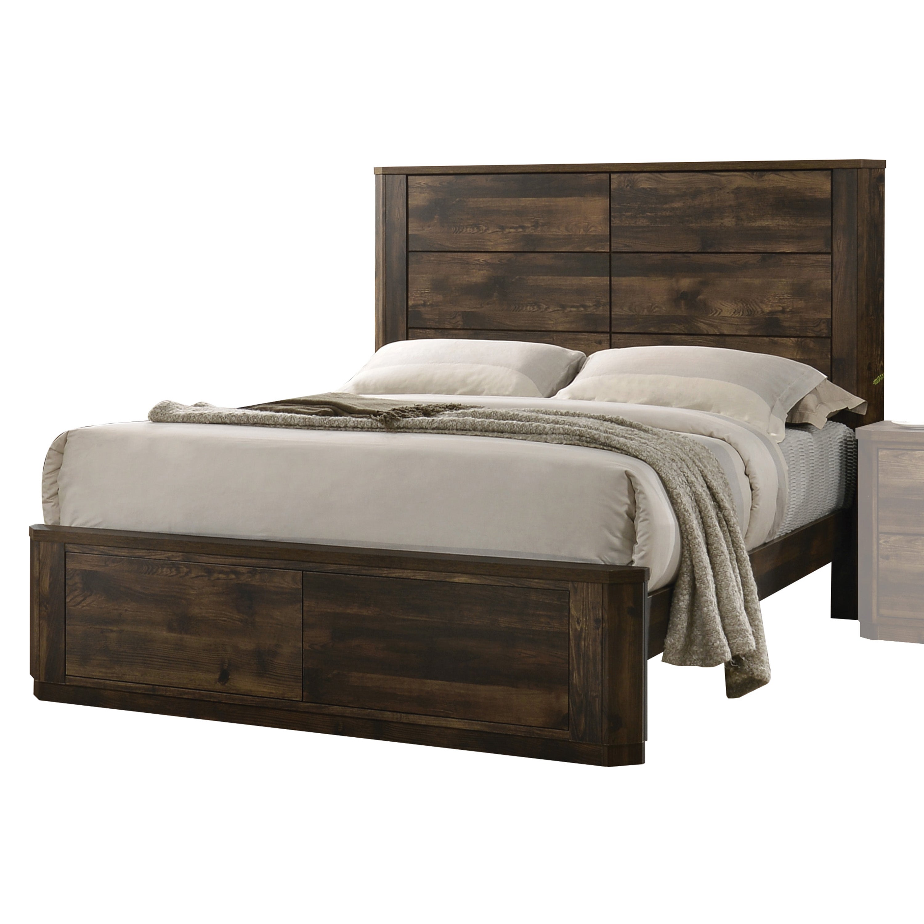 Luce Elettra Collection Queen Wooden Bed – Walnut Finish Platform Design