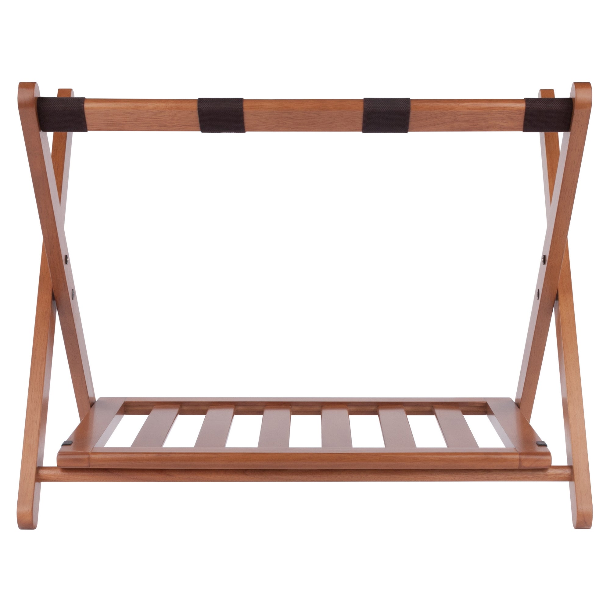 Reese Luggage Rack with Shelf, Teak