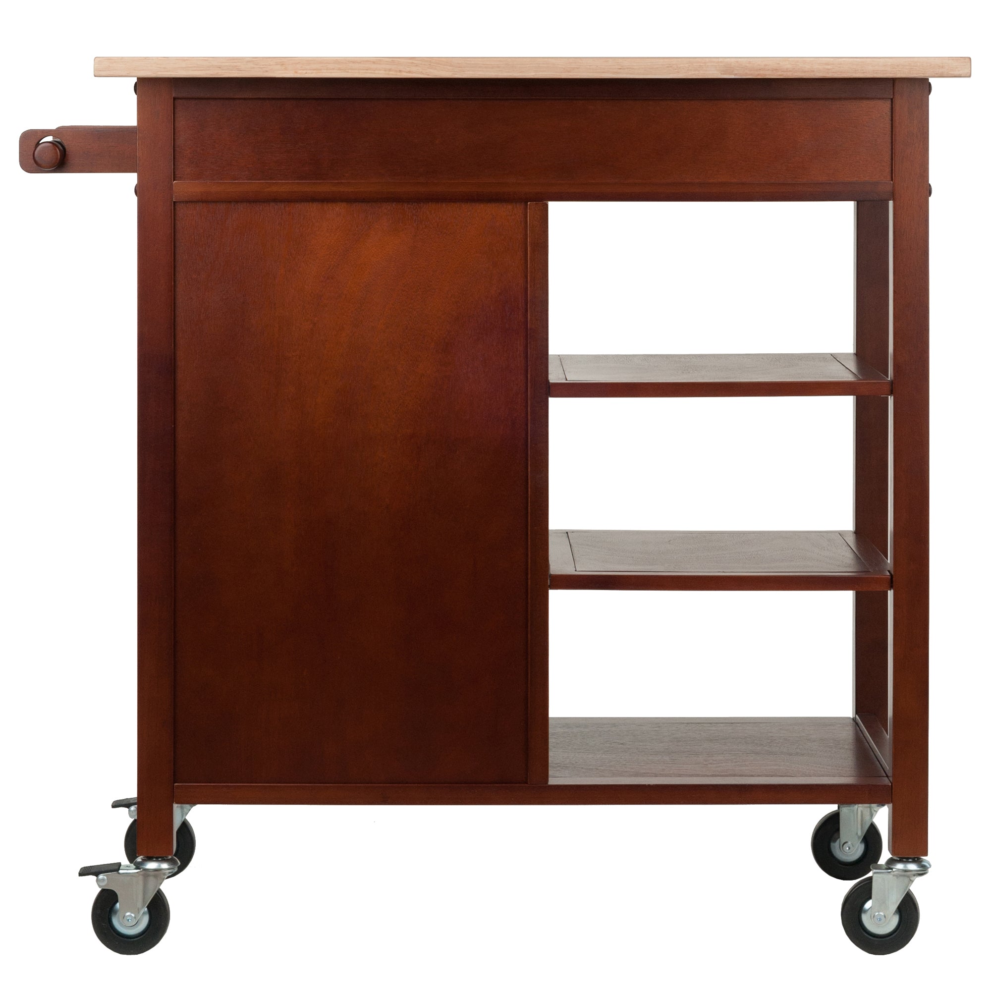 Marissa Kitchen Utility Cart, Natural & Walnut
