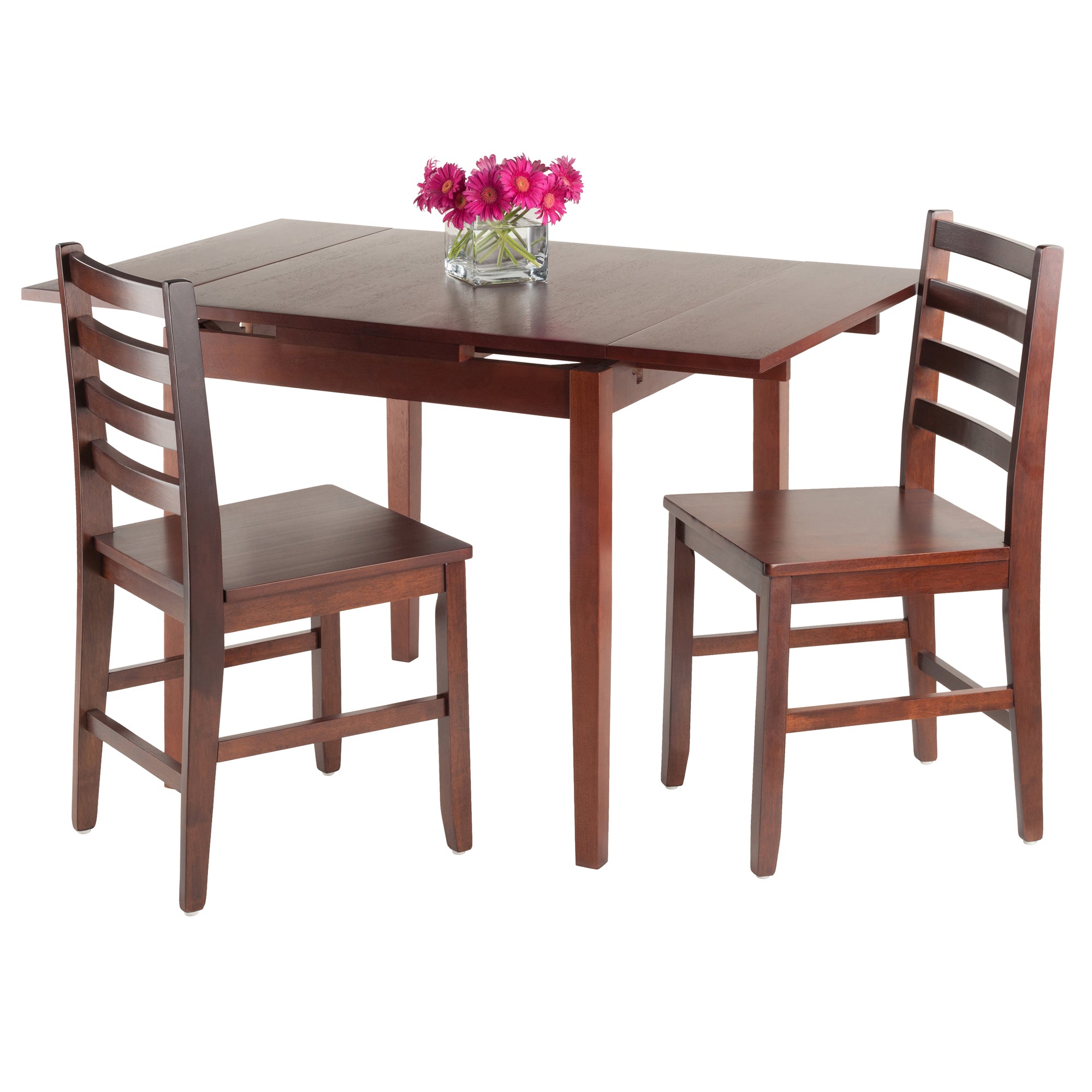 Pulman 3-Pc Dining Table with Ladder-back Chairs, in Walnut