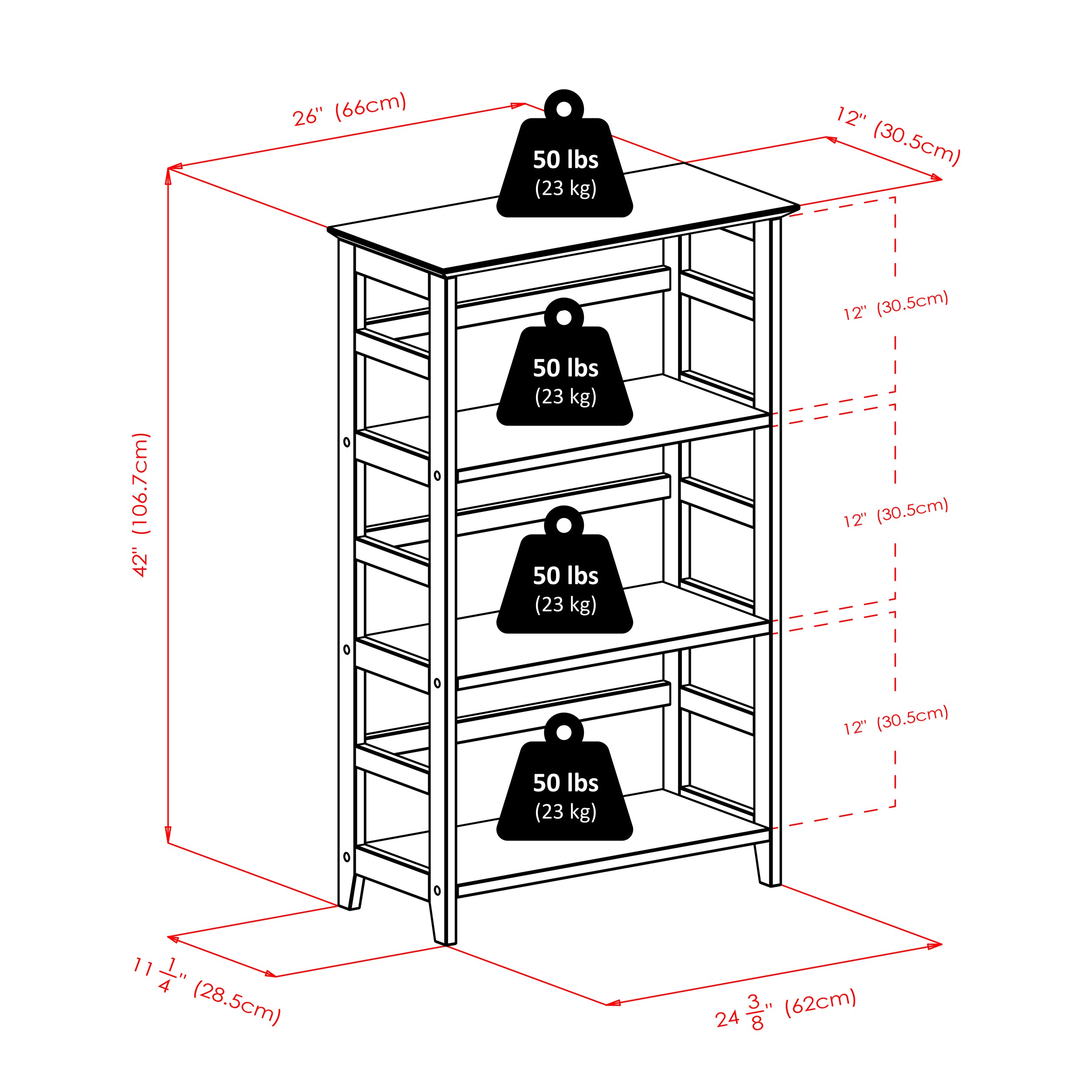 Studio Home Office 3-Section Bookshelf, Honey
