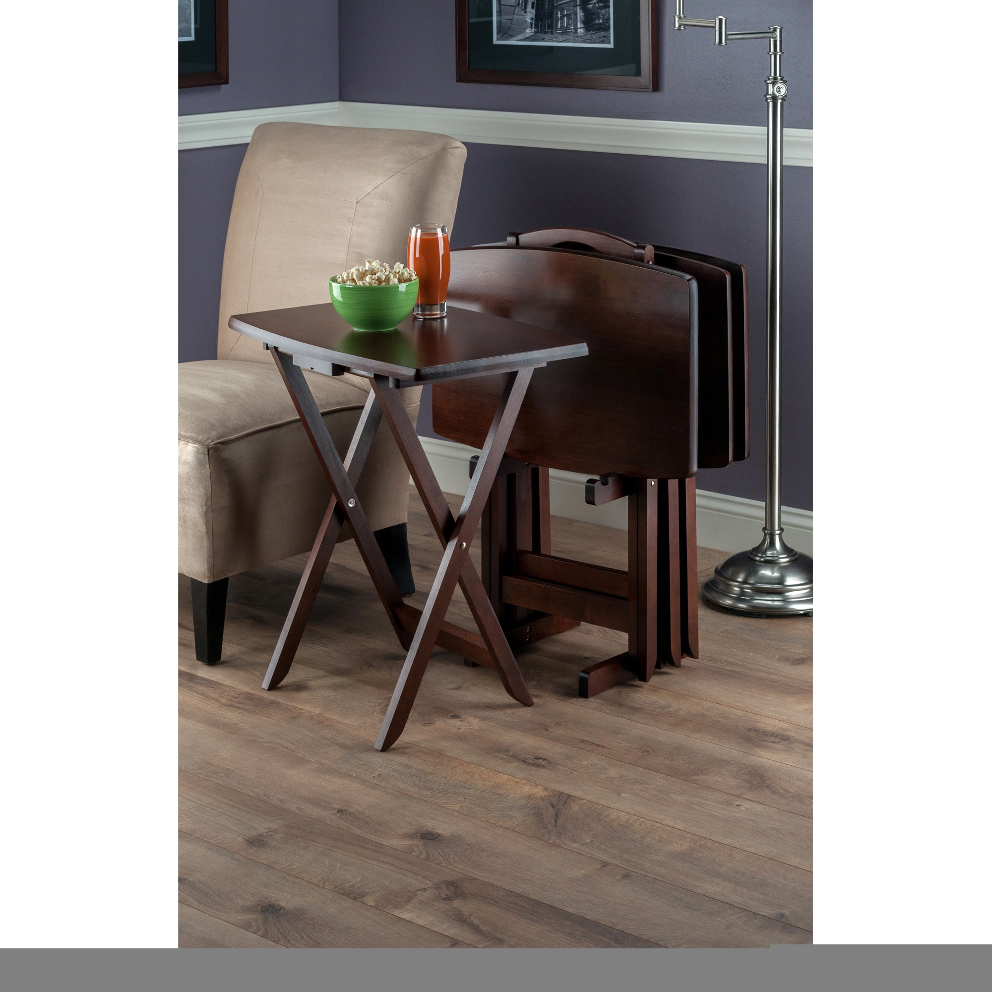Dylan 5-Pc Oversized Snack Table Set, Walnut