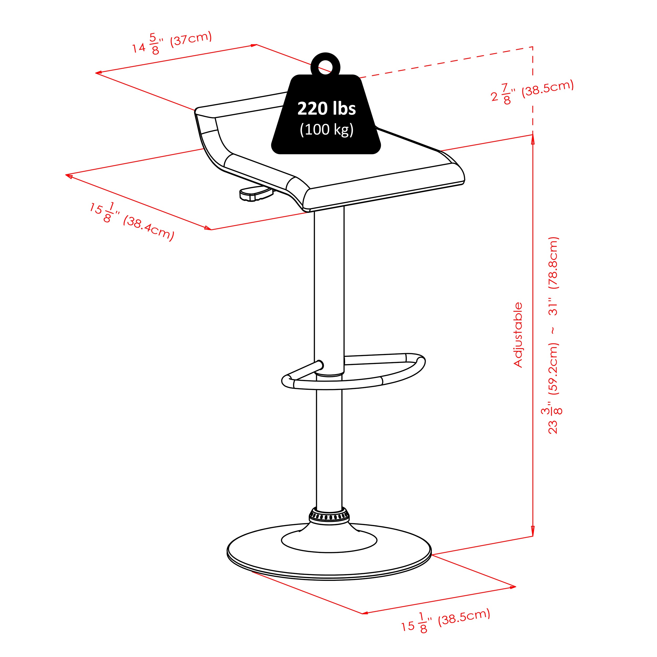 Cora 3-Pc Round Pub Table with Adjustable Swivel Stools, Black and Espresso