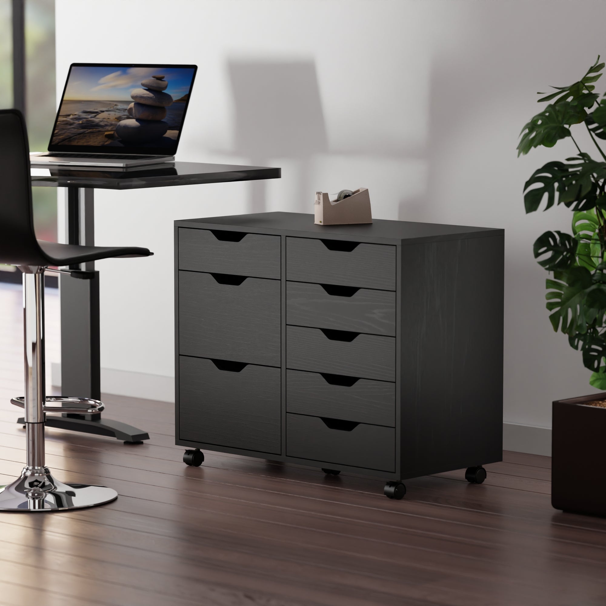 Halifax 6-Drawer Multi-Storage Mobile Cabinet, Black