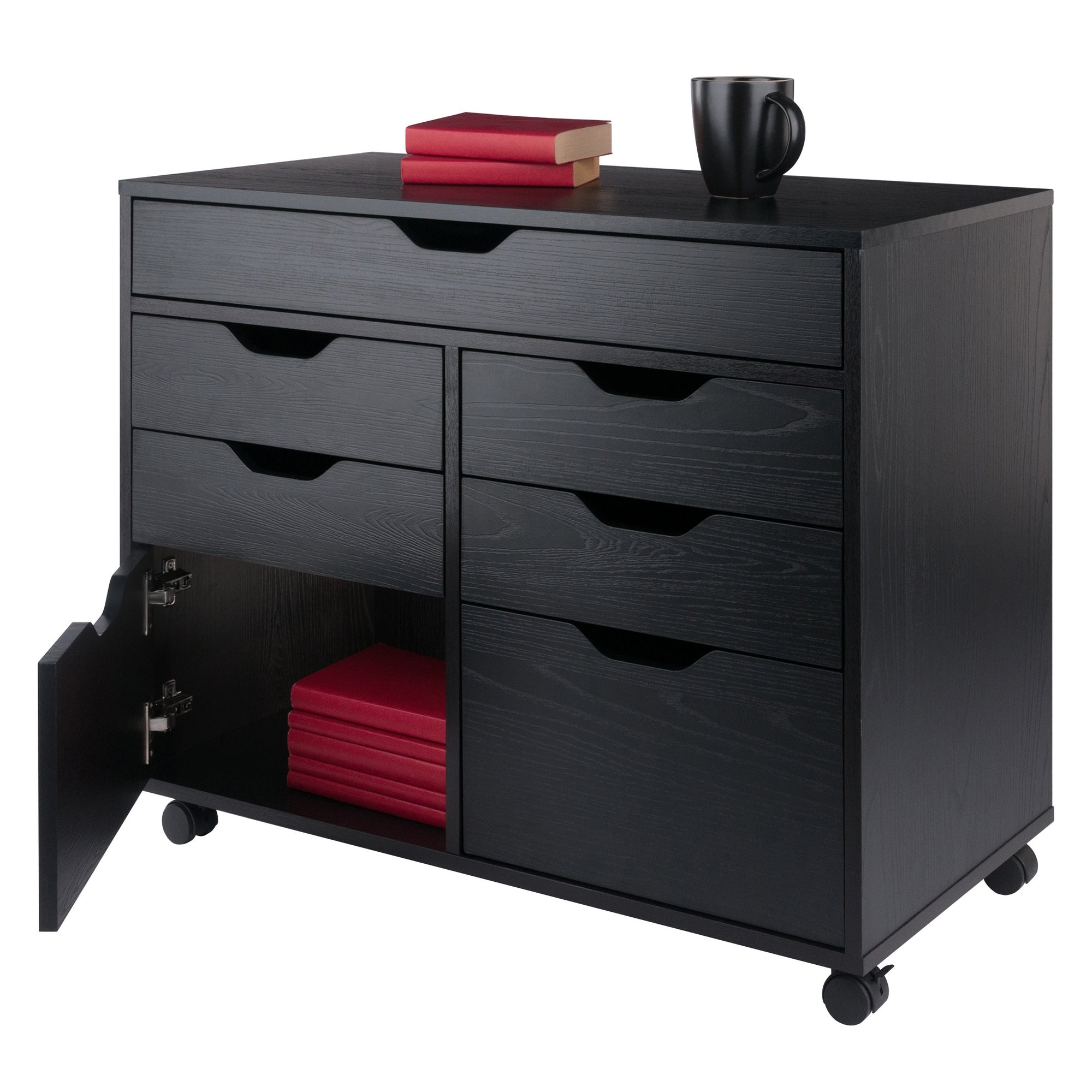 Halifax 5-Drawer Multi-Storage Mobile Cabinet, Black