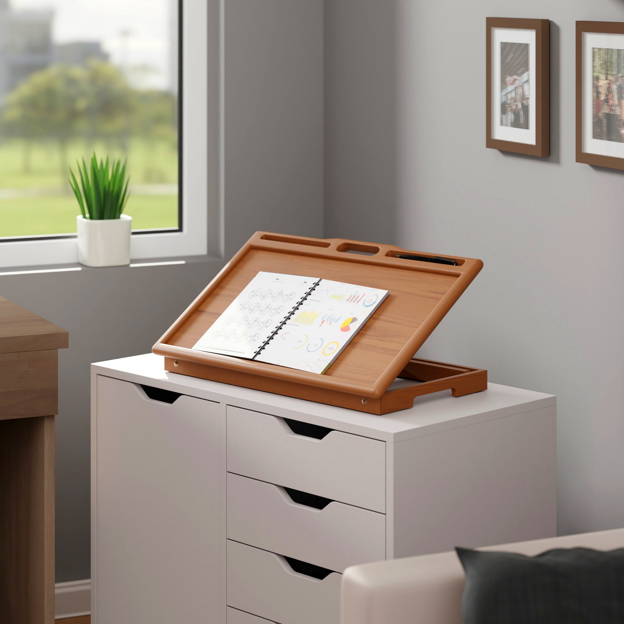 Arlo Breakfast Tray with Flip Top, Teak