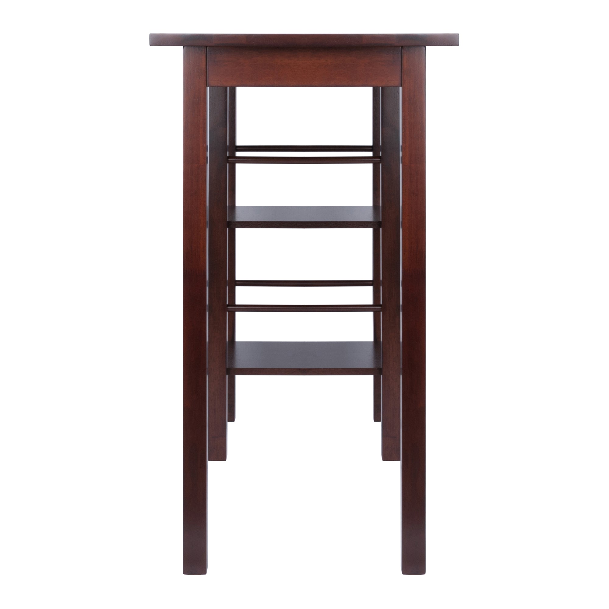 Egan Breakfast Kitchen Island with Shelves, Walnut