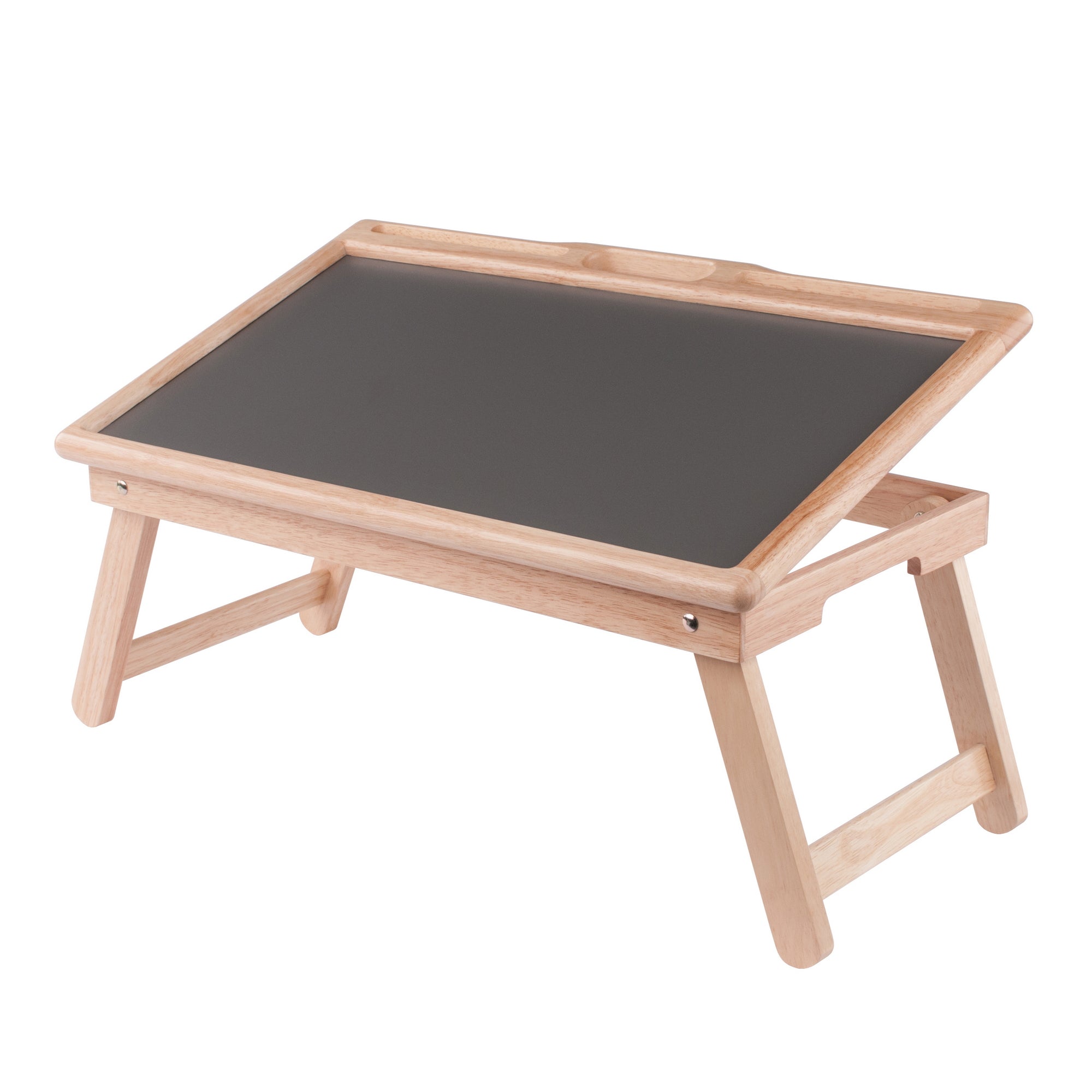 Arlo Breakfast Tray with Flip Top, Gray and Natural
