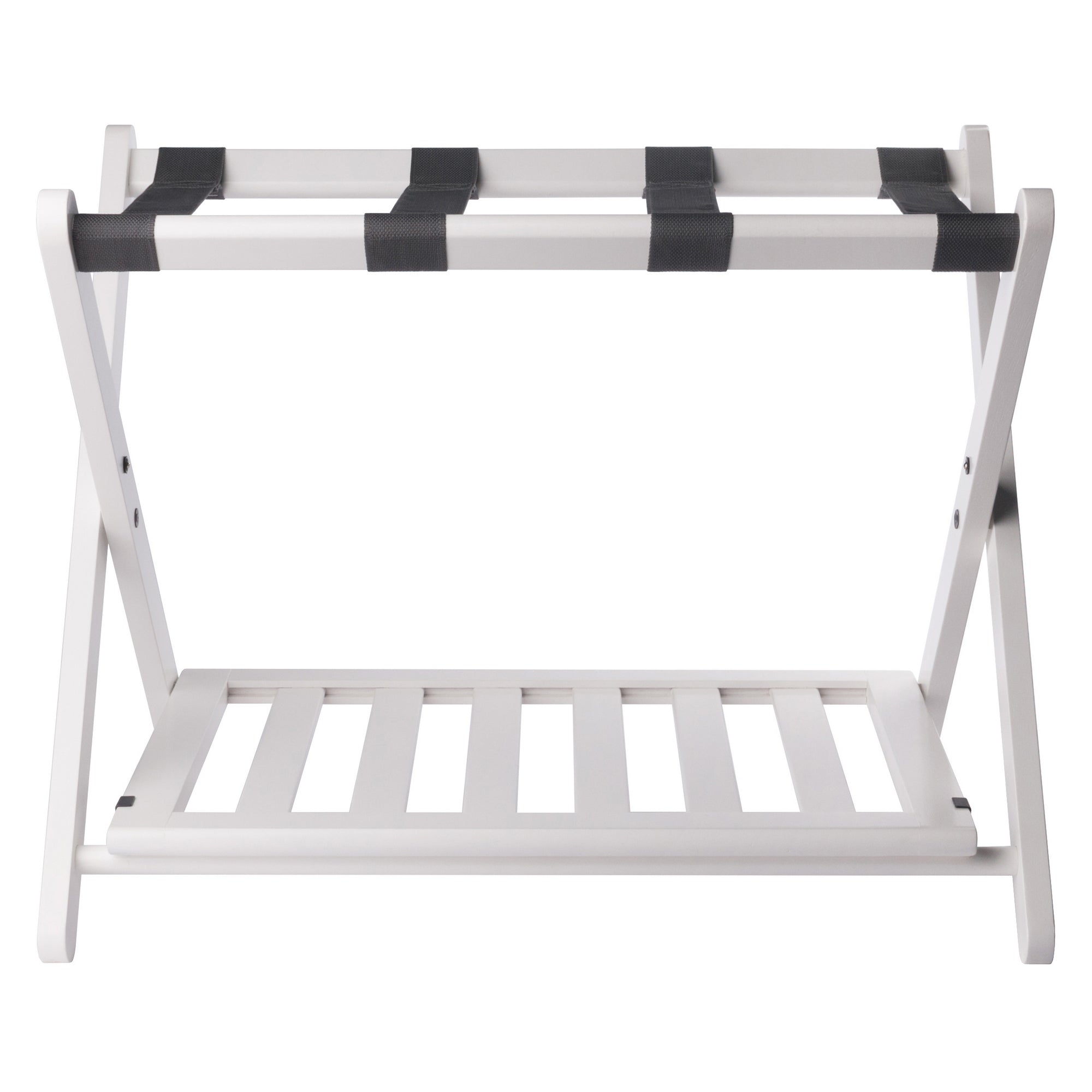 Reese Luggage Rack with Shelf, White