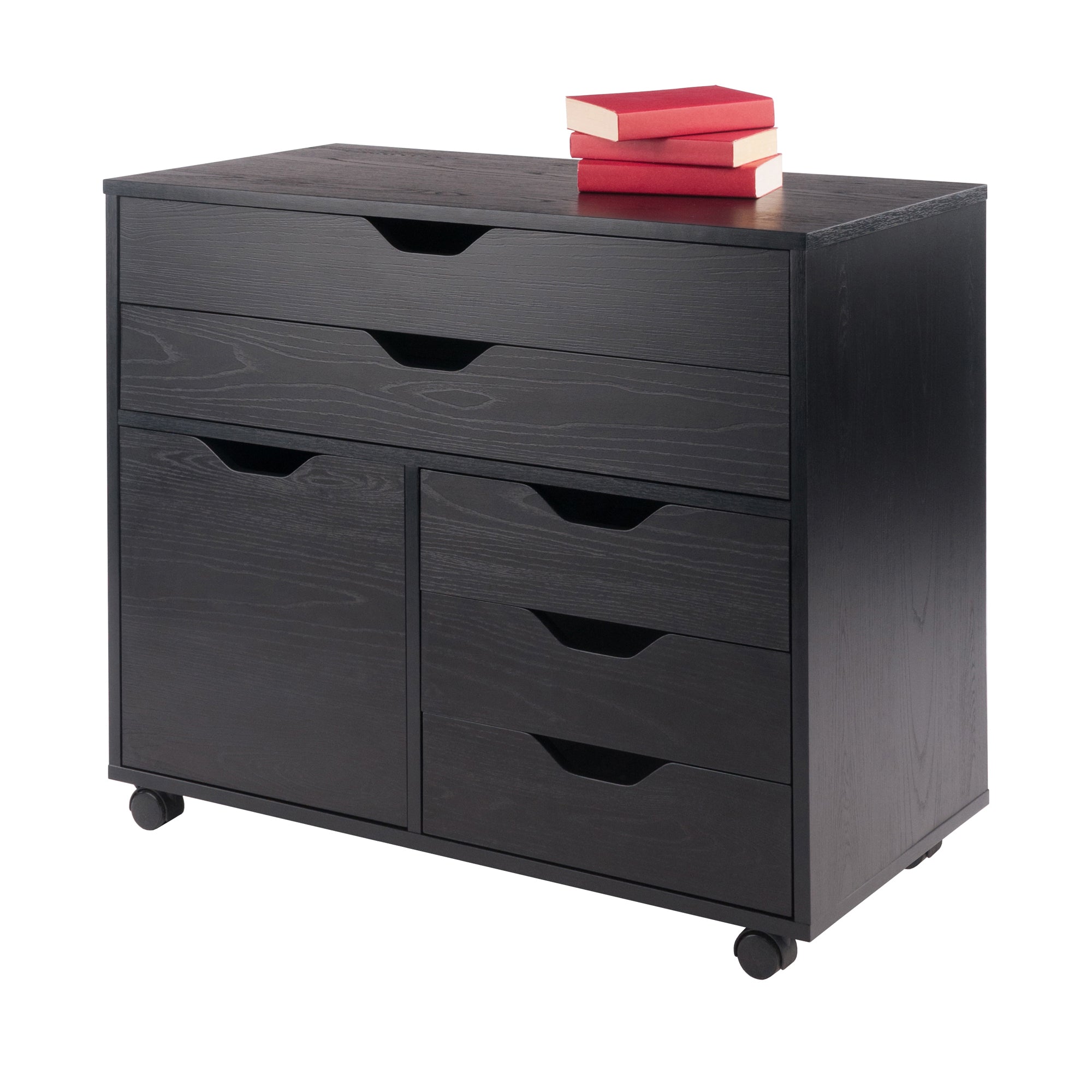 Halifax 3-Section Multi-Storage Mobile Cabinet, Black