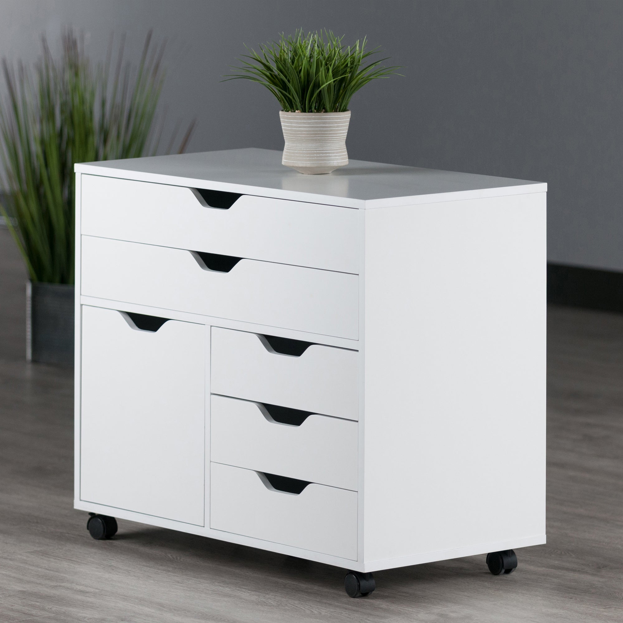 Halifax 3-Section Multi-Storage Mobile Cabinet, White