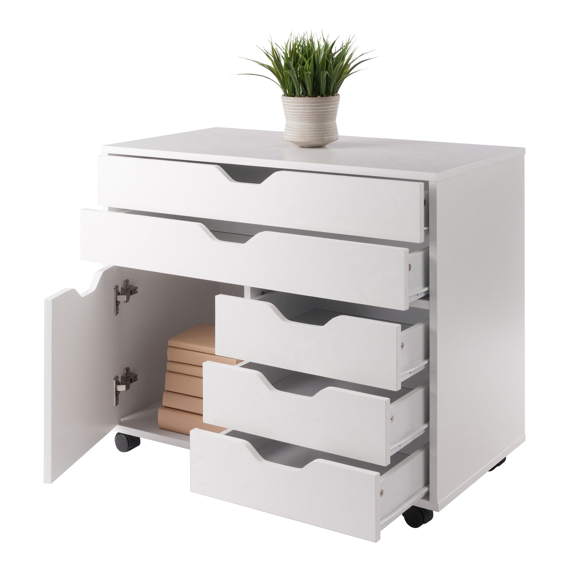 Halifax 3-Section Multi-Storage Mobile Cabinet, White