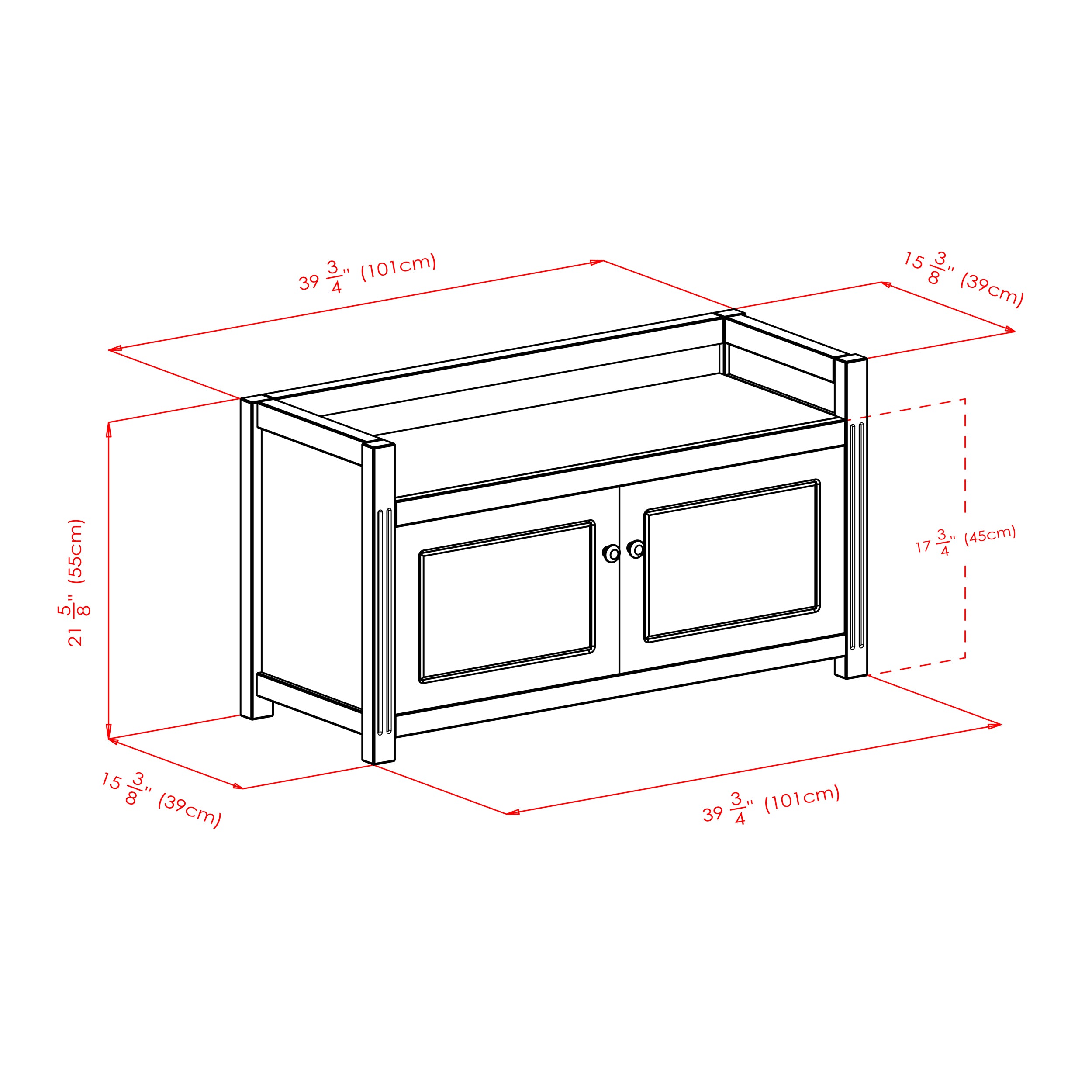 Charleston 2-Pc Storage Bench with Seat Cushion, Walnut and Espresso