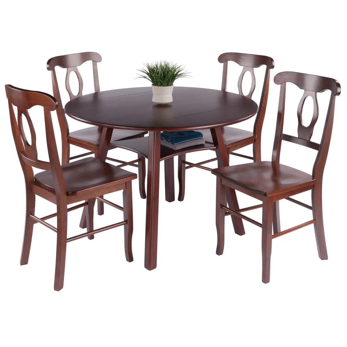 Marbelle Table 5-Pc Drop Leaf Dining Table with 4 Renaissance Chairs, Walnut