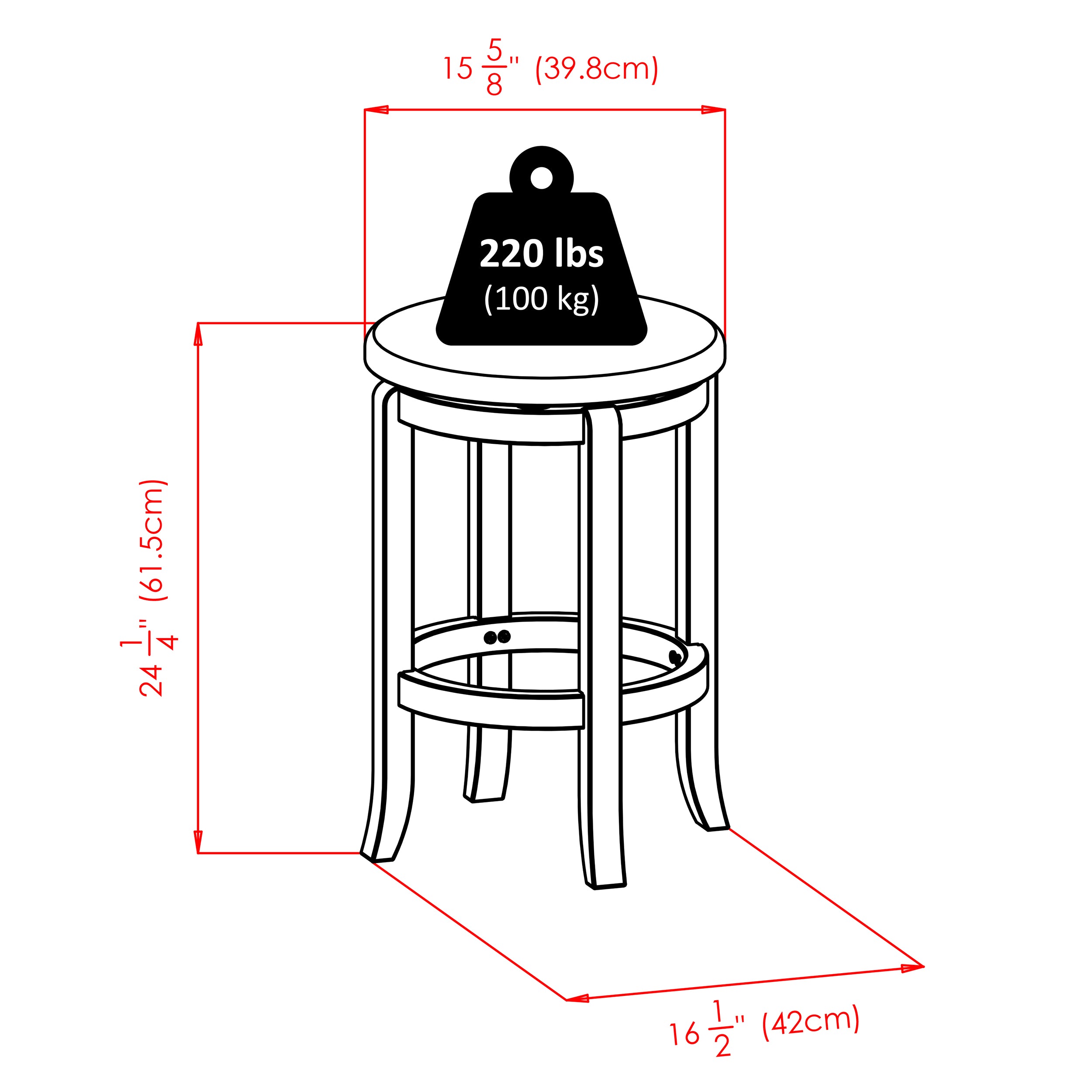 Walcott Cushion Swivel Seat Counter Stool, Black and Walnut