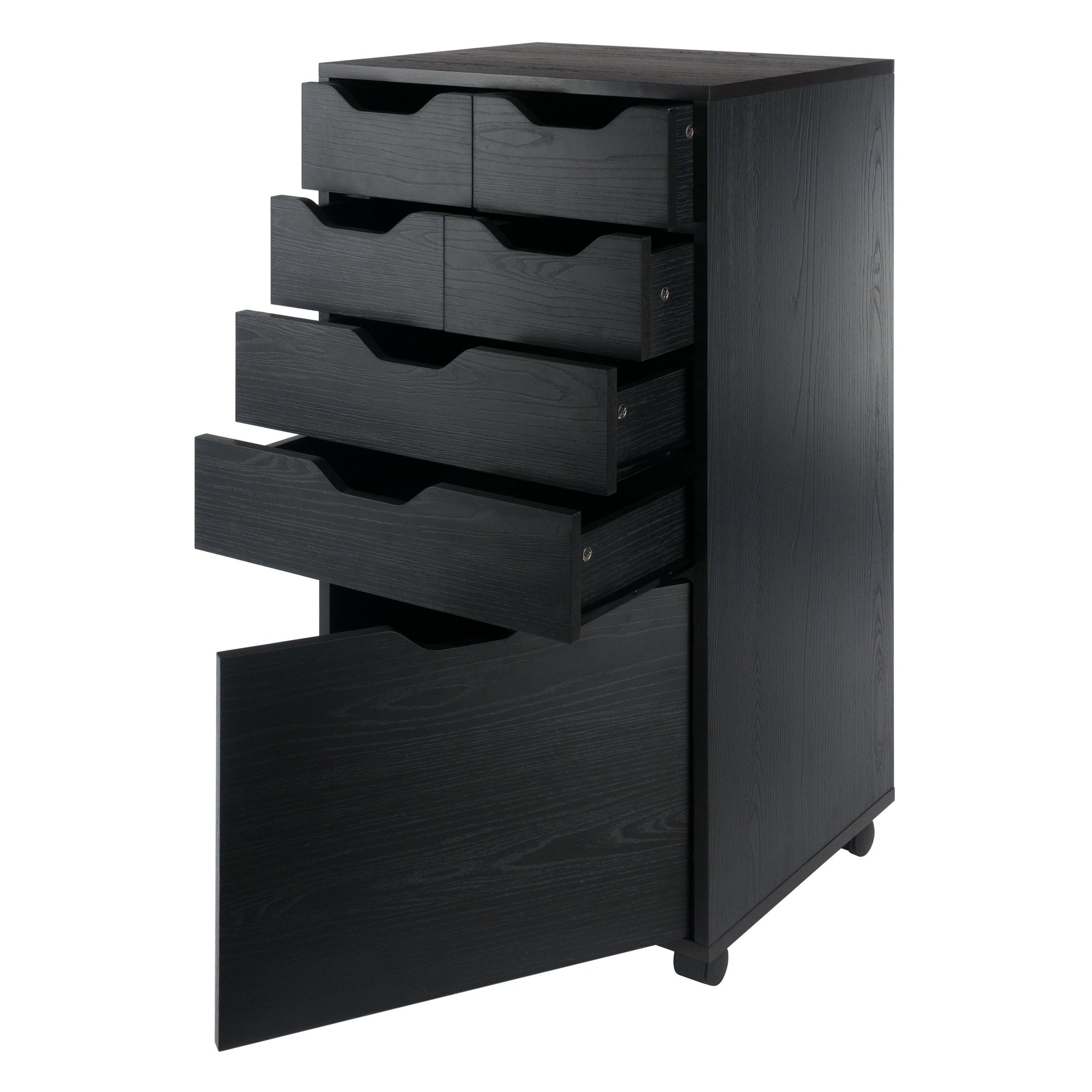 Halifax Bins & Drawers Multi-Storage Tall Mobile Cabinet, Black
