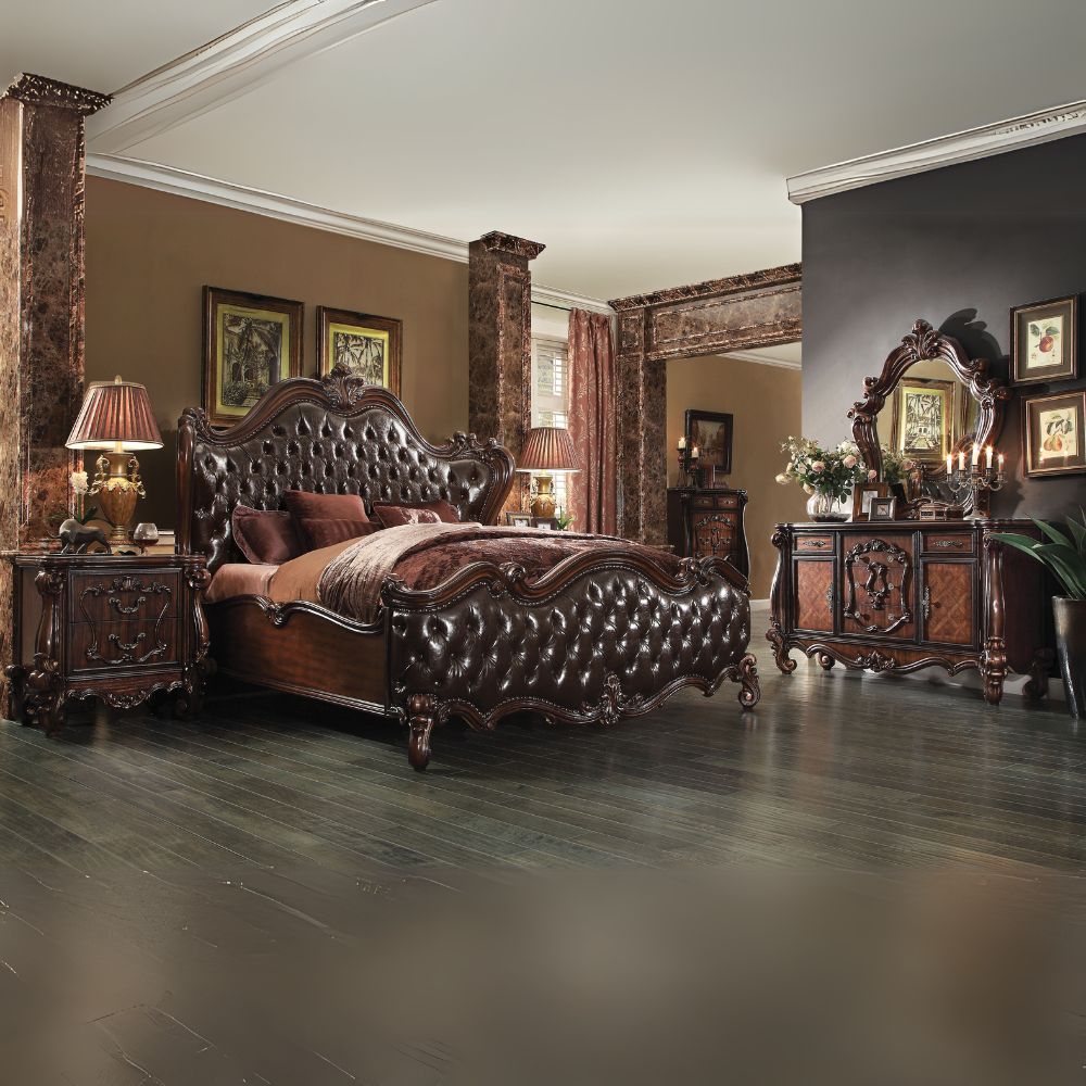 London Versailles Queen White Finish Wood Bed – Victorian Style Detail