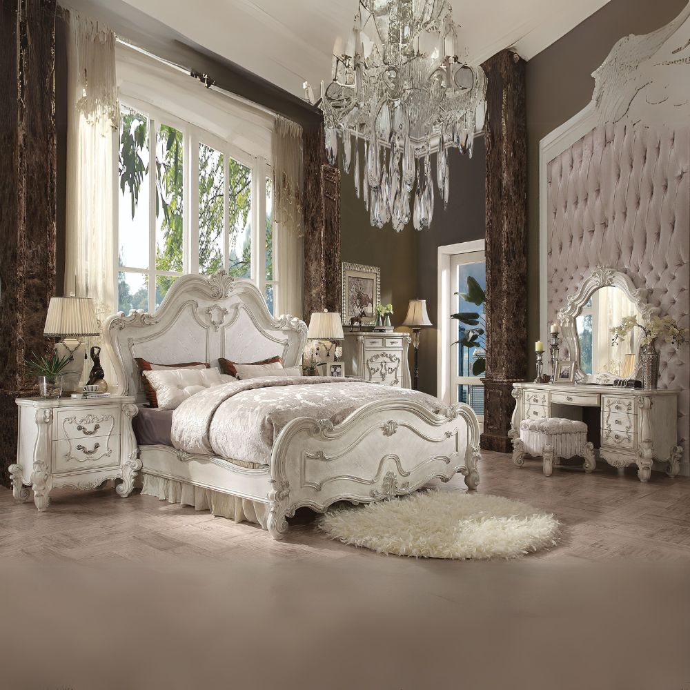 Tiger Versailles Queen Cherry Wood Bed – Traditional Baroque Style with Carved Accents