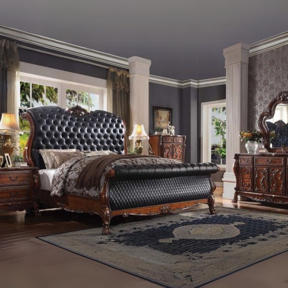 Eloise Dresden Eastern King Bed Brown – Luxurious Curved Panel Frame