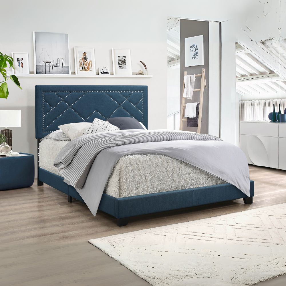 Amber Ishiko Eastern King Espresso Wood Bed – Contemporary Platform with Slatted Headboard