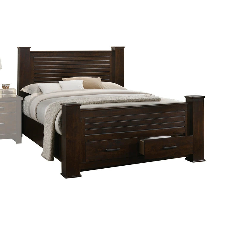 Impart Panang Queen Mahogany Wood Storage Bed – Contemporary Design with Drawers