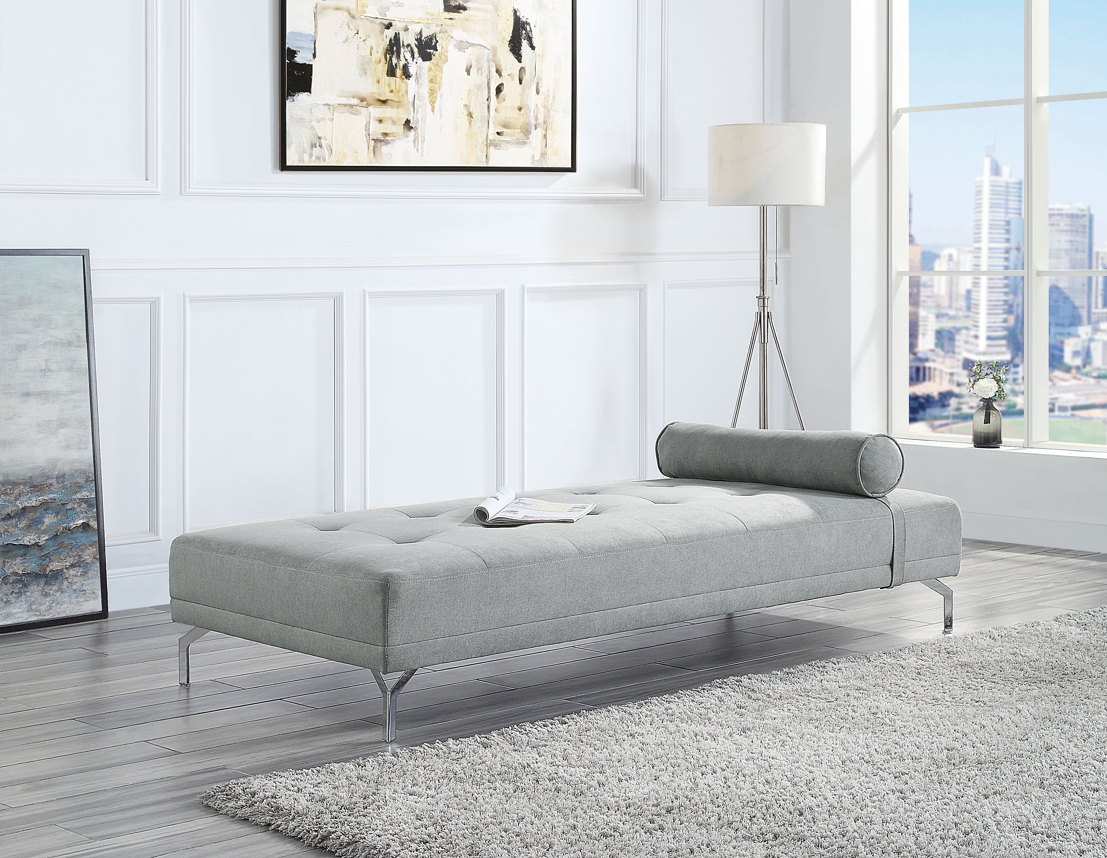 Quenti Sofa Bed w/Pillow, Gray Melange Velvet
