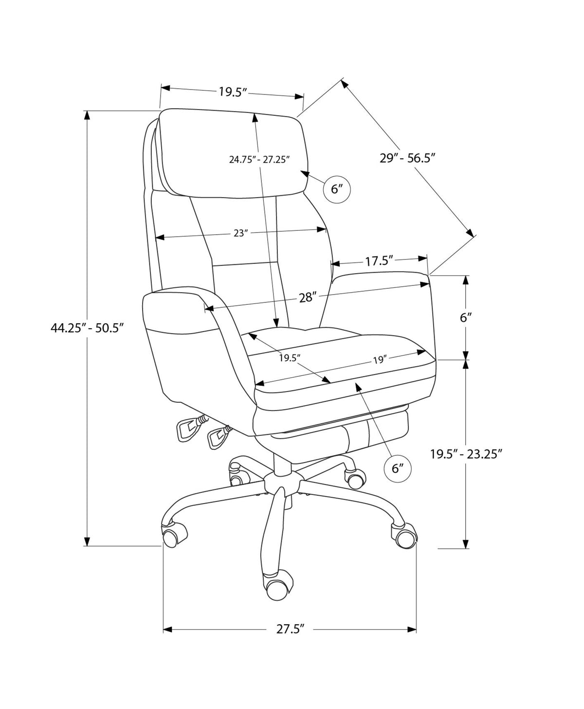 Sahar - Office Chair Adjustable Height Armrests Ergonomic Swivel Computer Desk Work