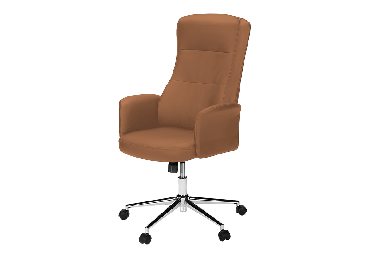 Brava - Office Chair Swivel Adjustable Height Armrests Ergonomic Work Brown Leather-look