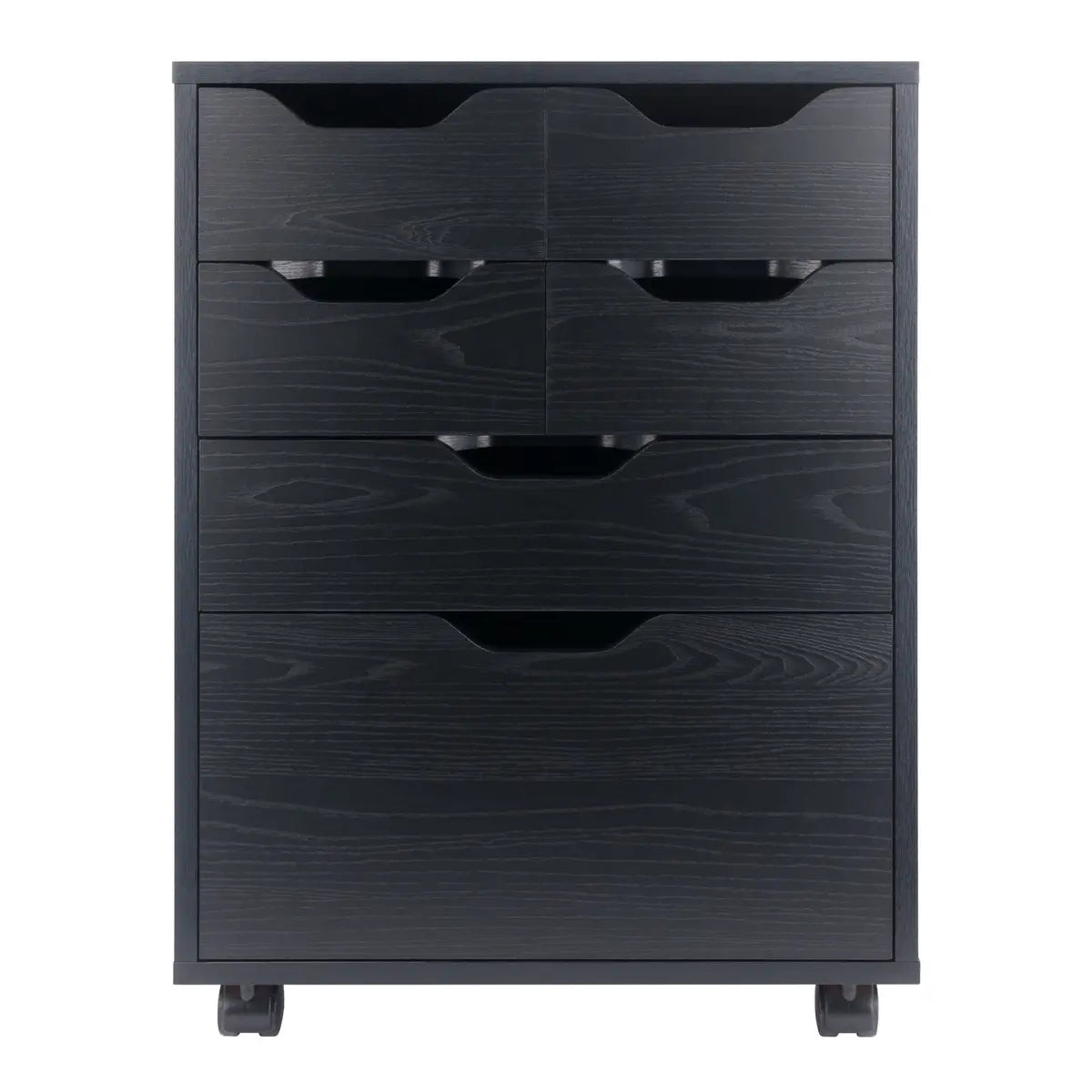Norfolk 4 Bins, 2 Drawer Mobile Cabinet, Black Finish