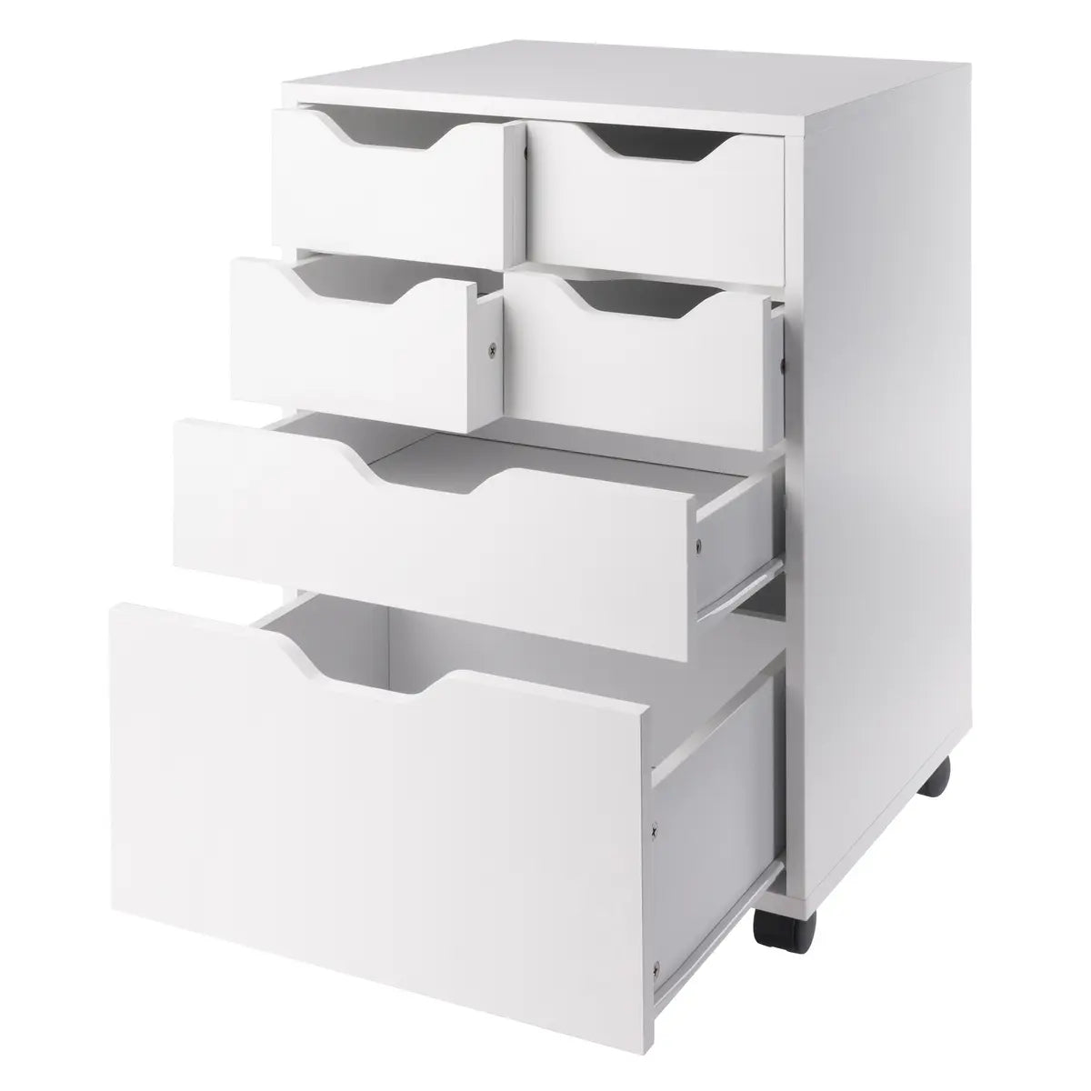 Norfolk 4 Bins, 2 Drawer Mobile Cabinet, White Finish