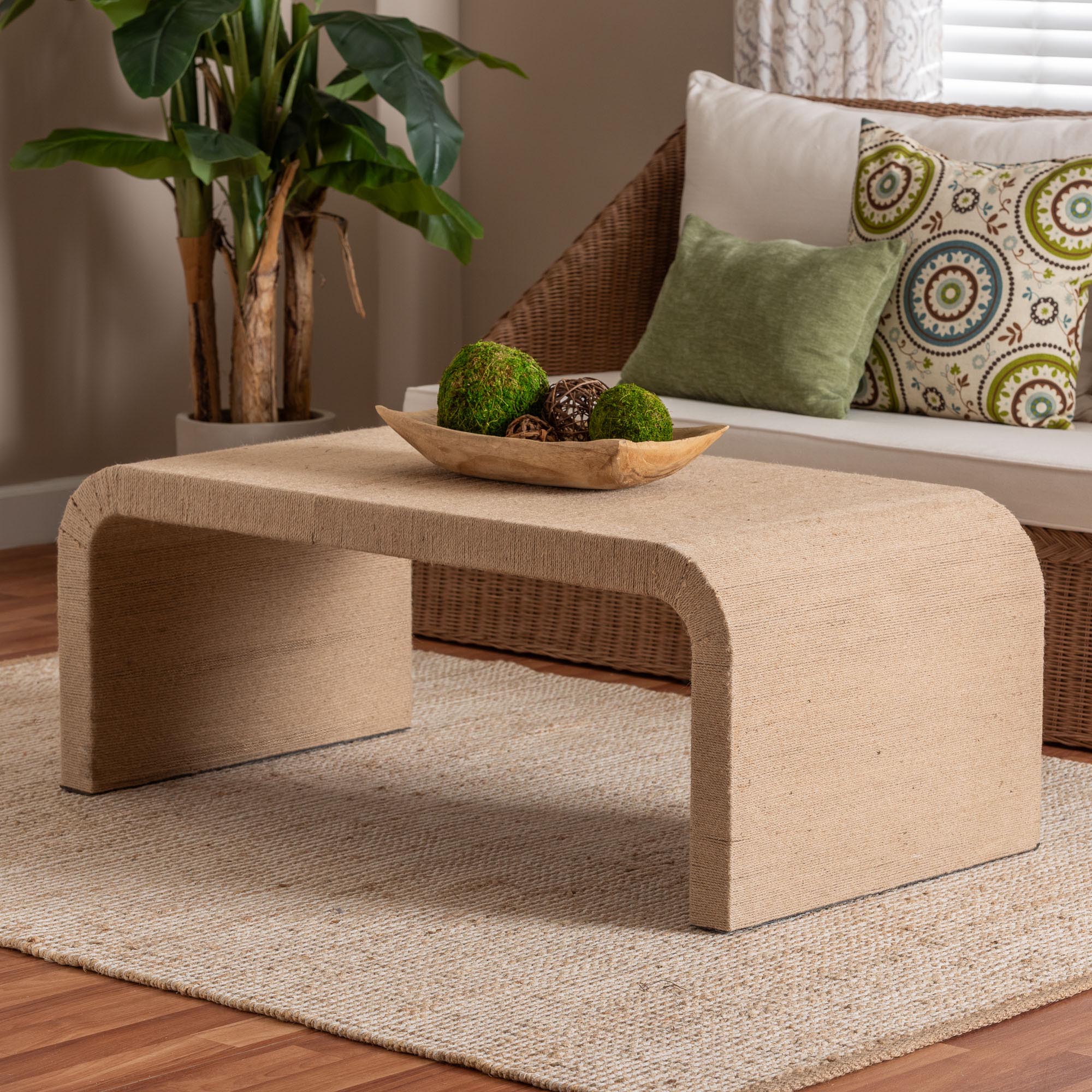 Eviana Japandi Natural Seagrass Waterfall Coffee Table