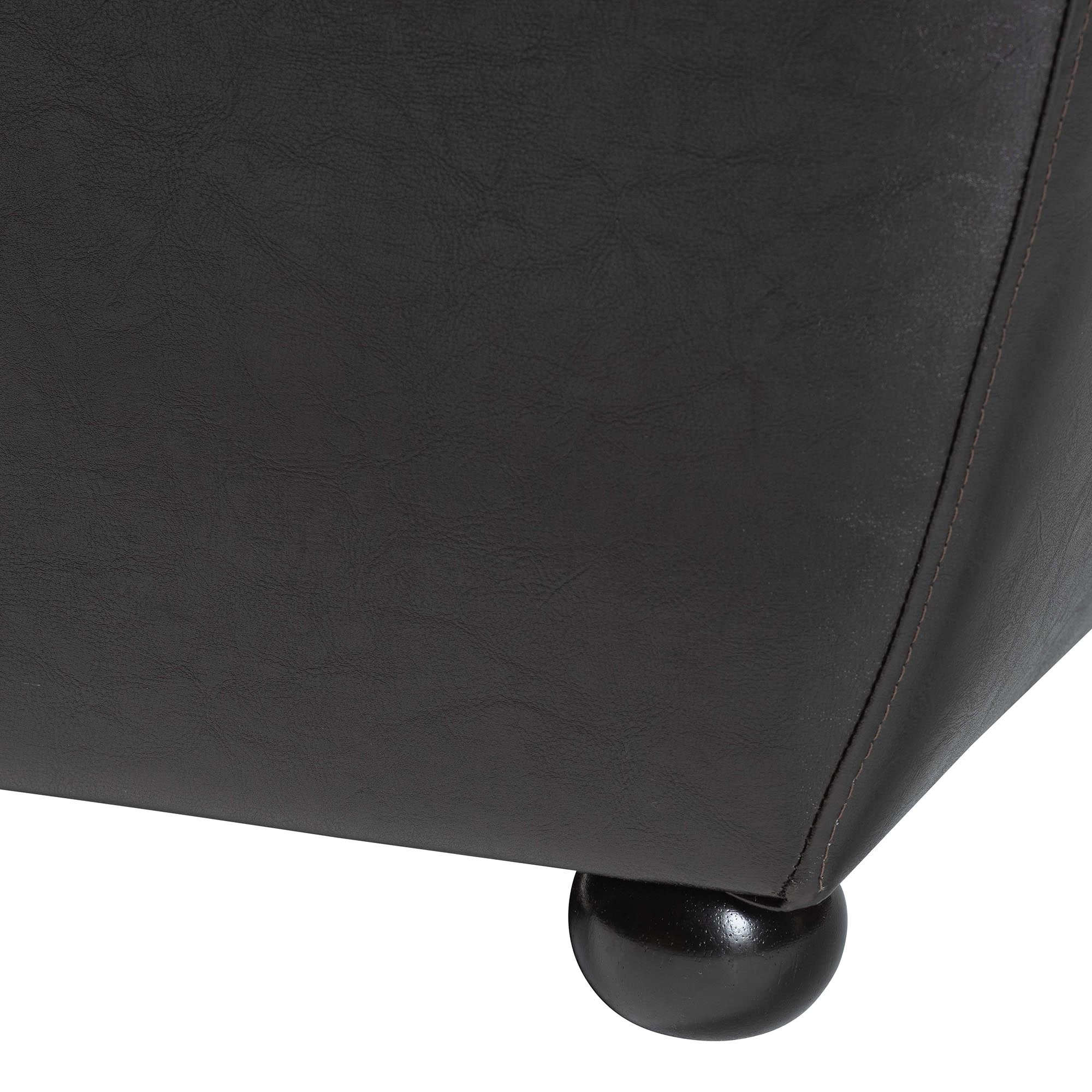 Dark Brown Full Leather Ottoman with Rounded Sides