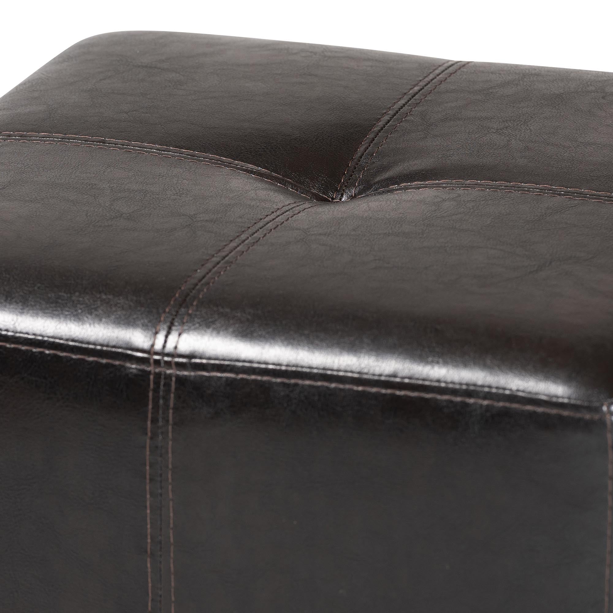 Dark Brown Upholstered Cube Ottoman