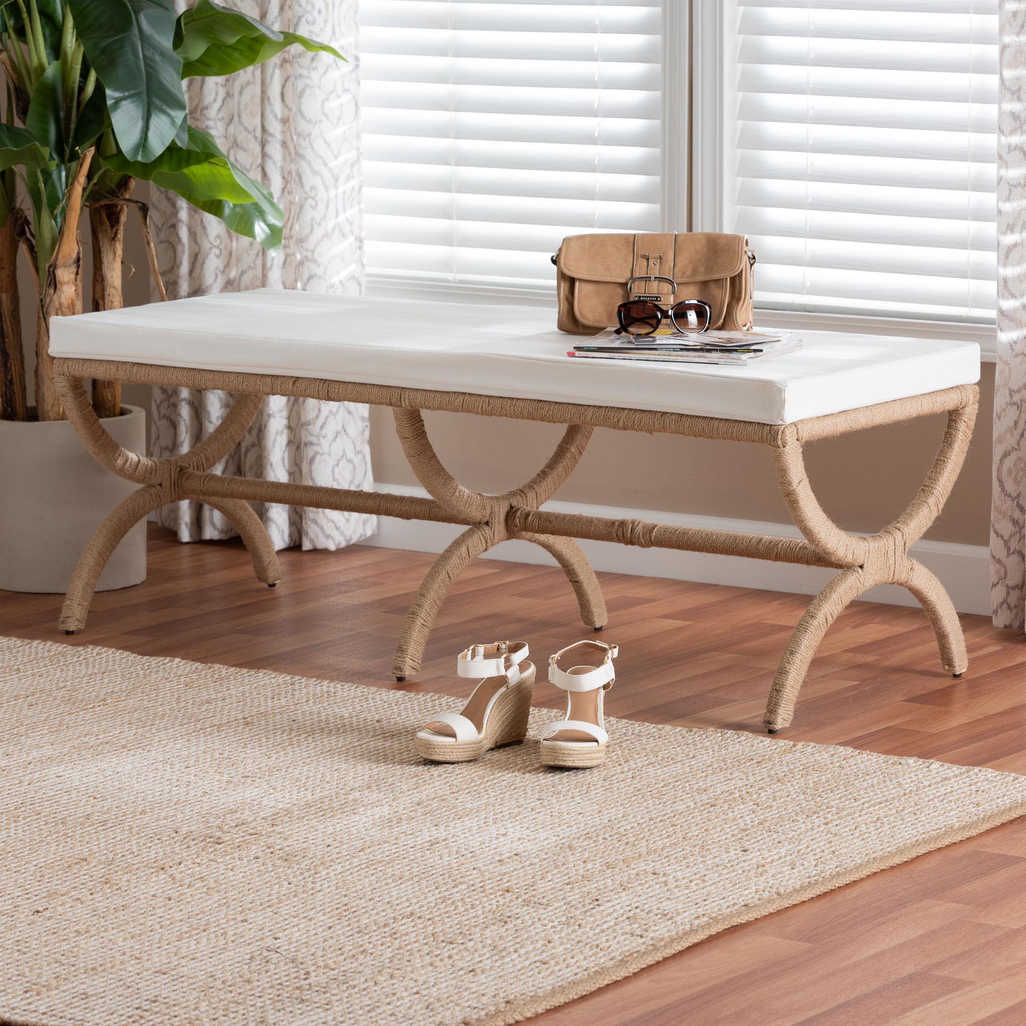 Maliyah Japandi Natural Seagrass Accent Bench