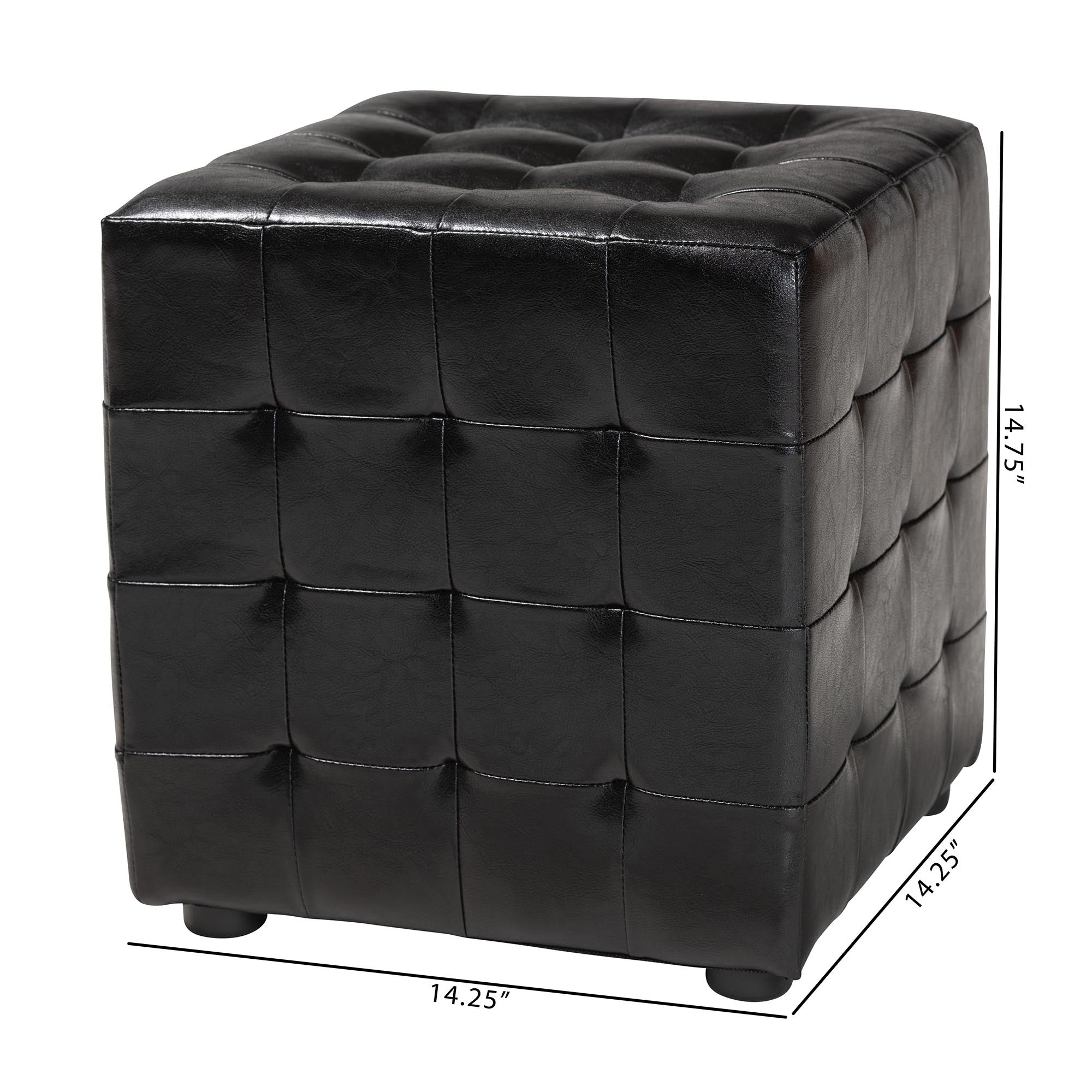 Siskal Black Modern Cube Ottoman (Set of 2)