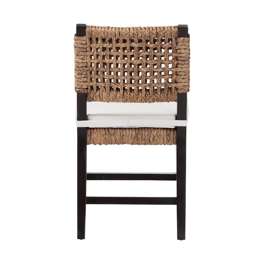 Alise Modern Bohemian Dark Brown Mahogany Wood and Seagrass Dining Chair
