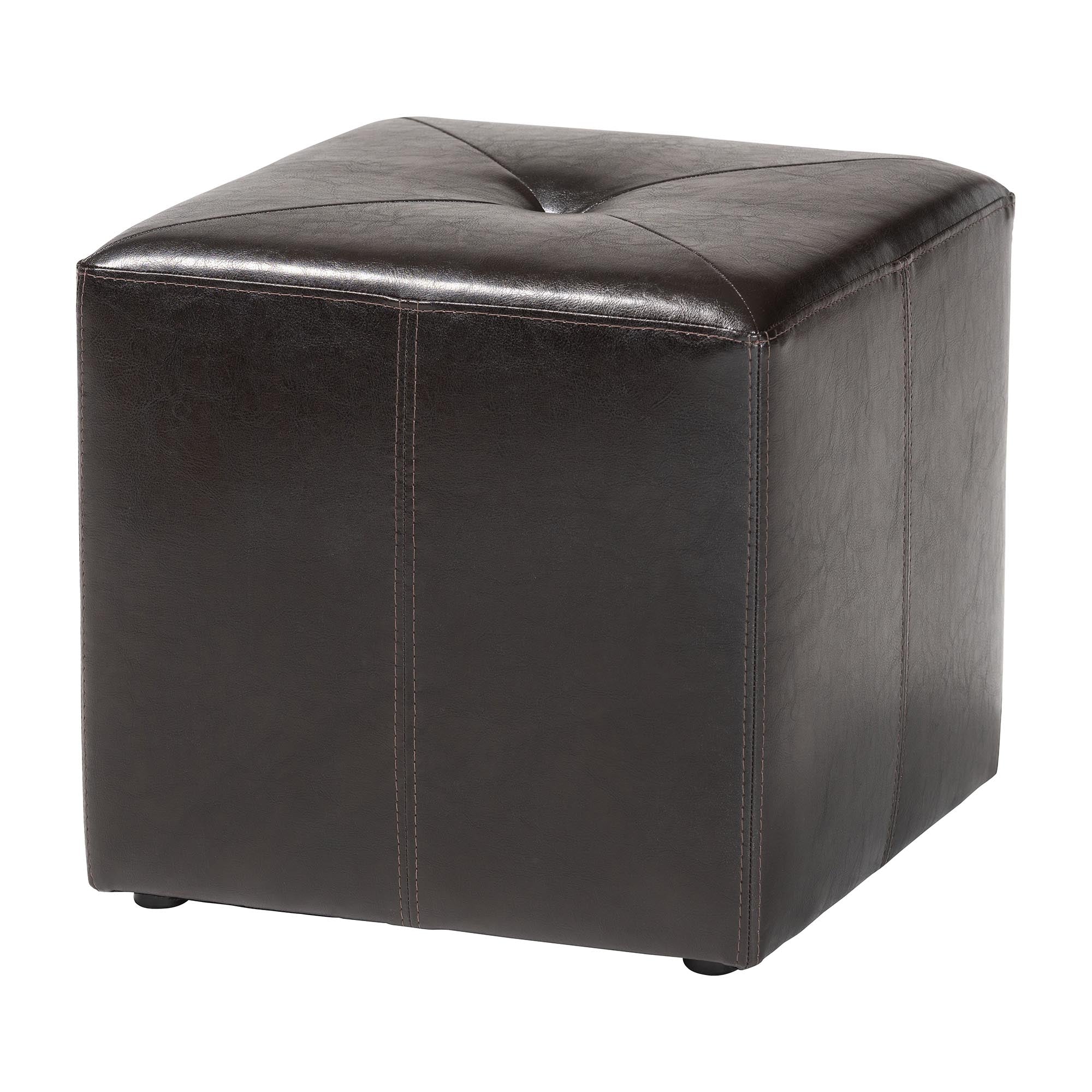 Brown Bonded Leather Ottoman