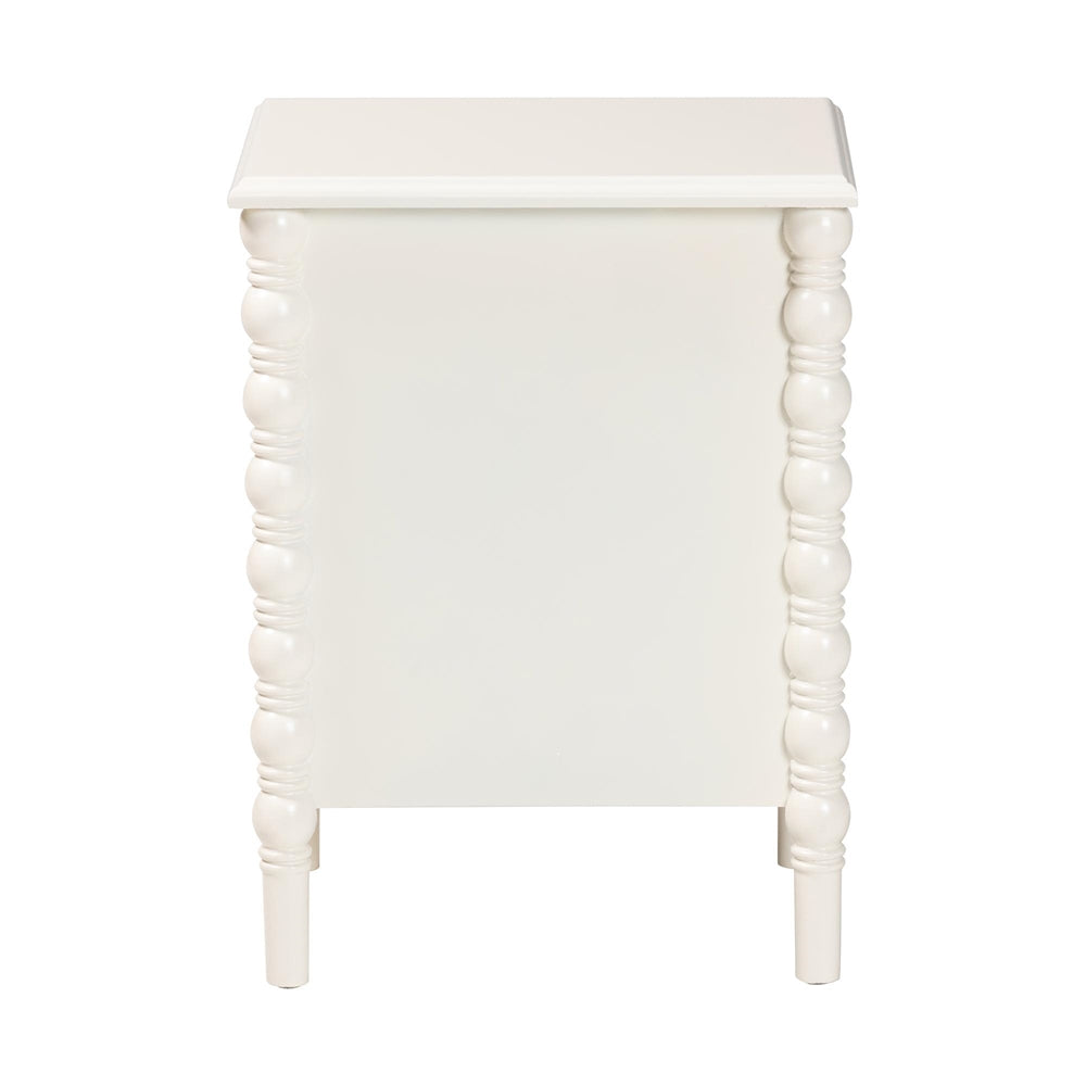 Malinda Classic White Wood 2-Drawer End Table with Spindle Legs