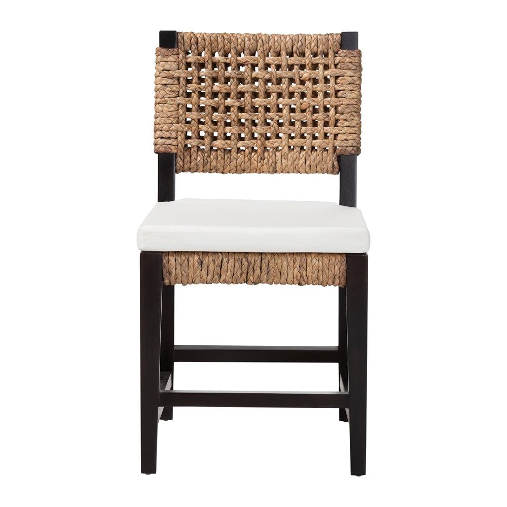 Alise Modern Bohemian Dark Brown Mahogany Wood and Seagrass Dining Chair