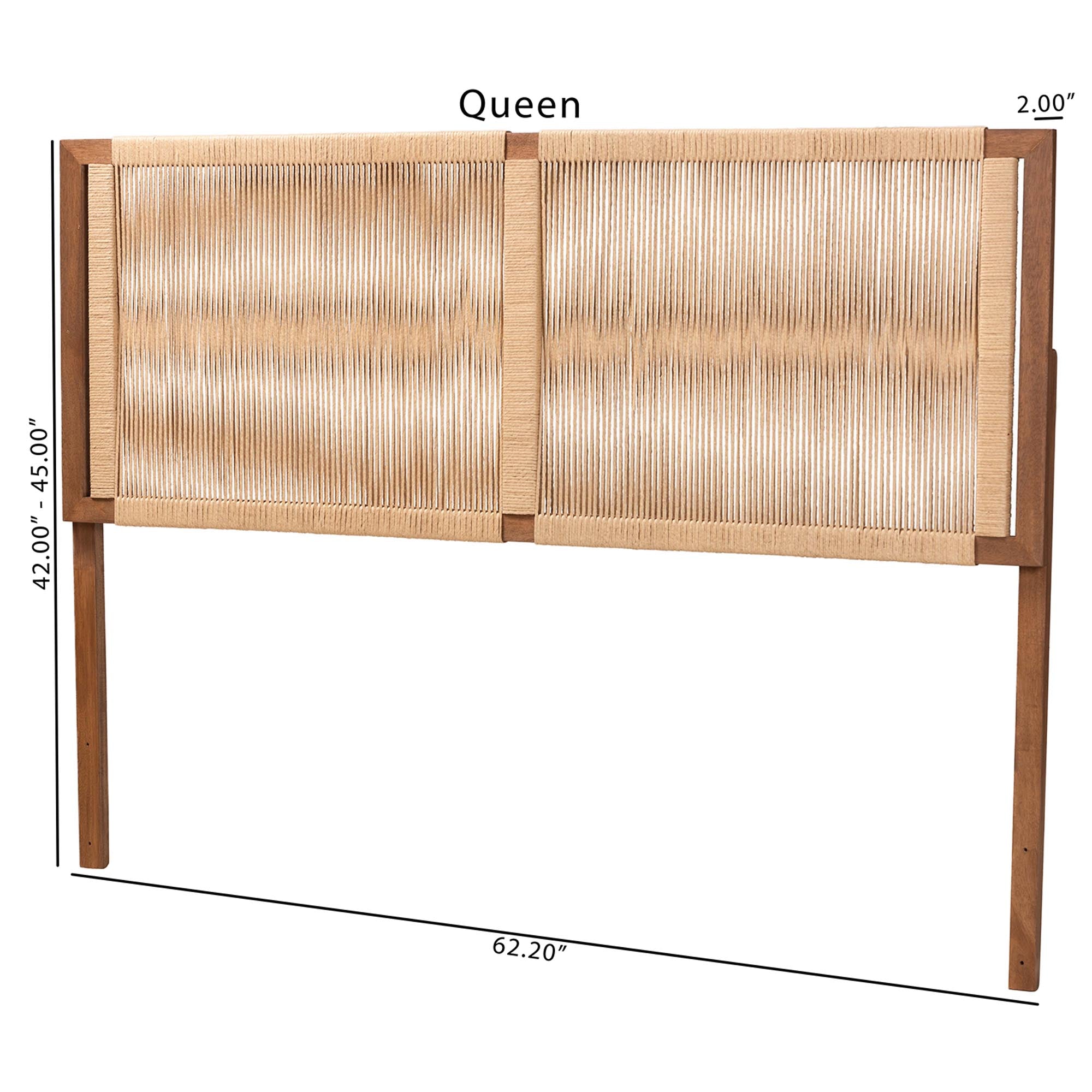 Holitz Modern Bohemian Walnut Brown Finished Bayur Wood Queen Size Headboard