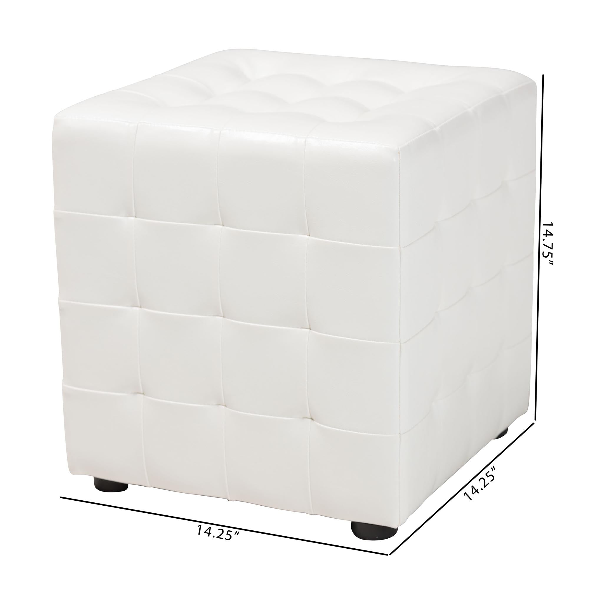 Siskal White Modern Cube Ottoman (Set of 2)