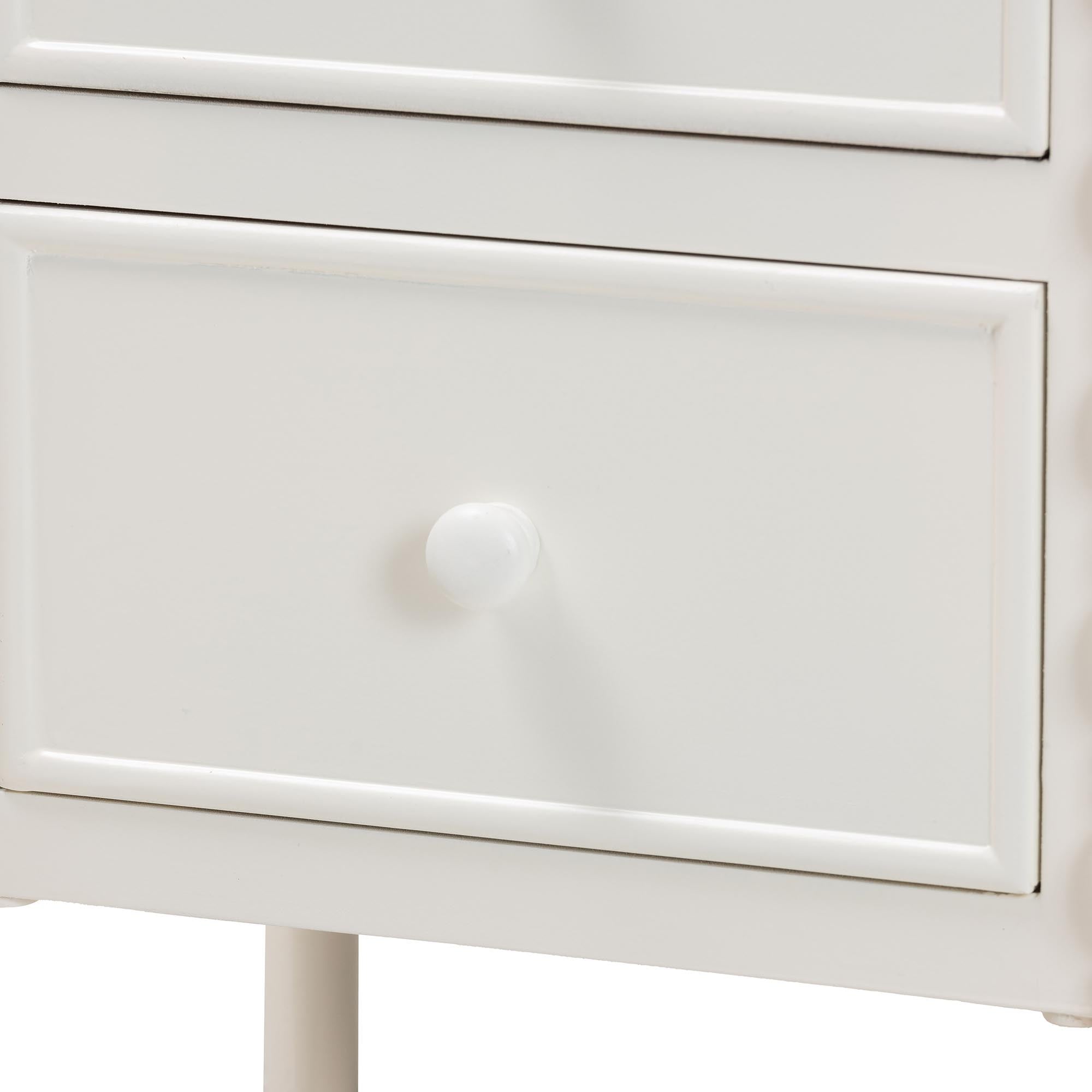 Malinda Classic White Wood 2-Drawer End Table with Spindle Legs