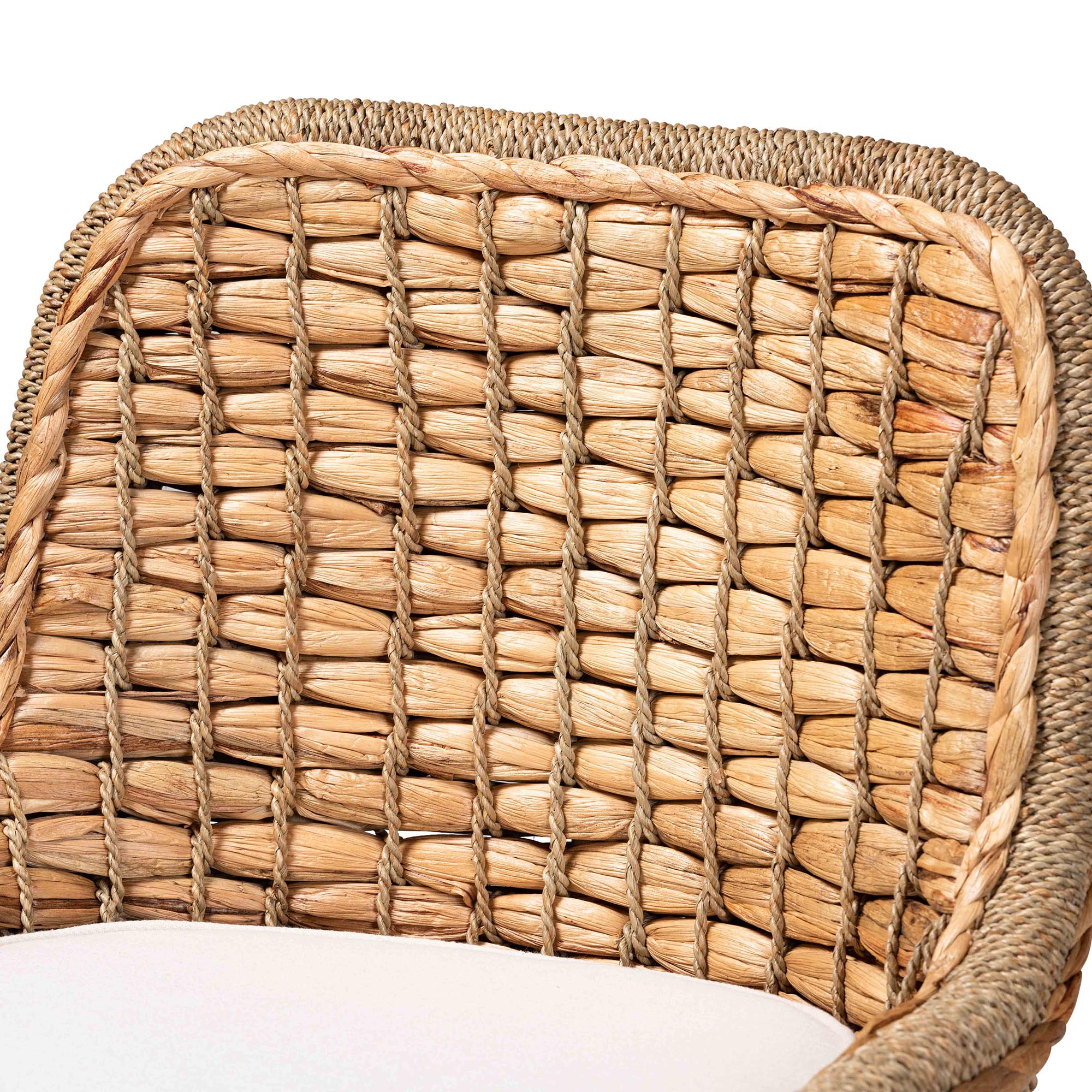 Kyle Modern Bohemian Natural Brown Woven Rattan Counter Stool with Cushion