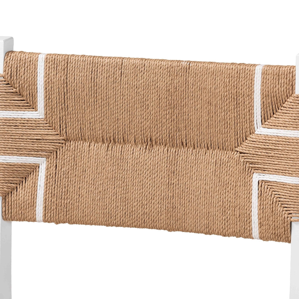 bali & pari Talli Bohemian Paper Loom and White Mahogany Wood 2-Piece Counter Stool Set