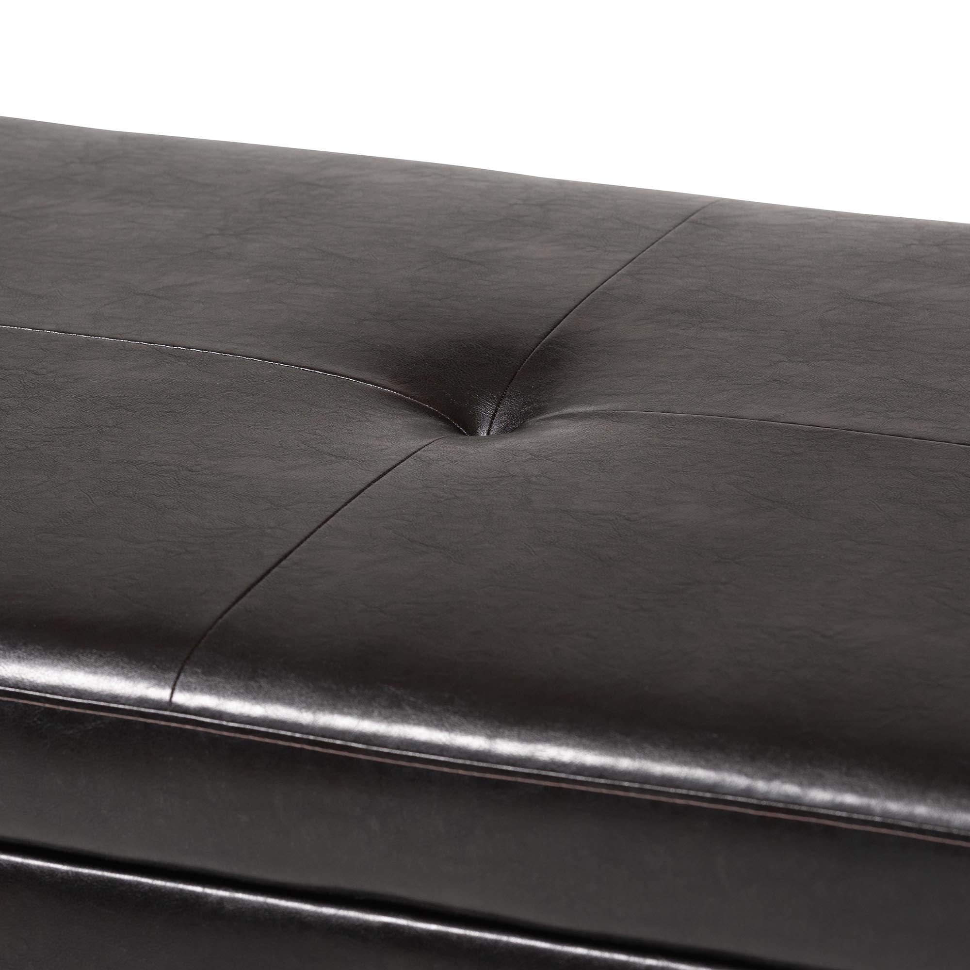 Dark Brown Faux Leather Storage Cocktail Ottoman