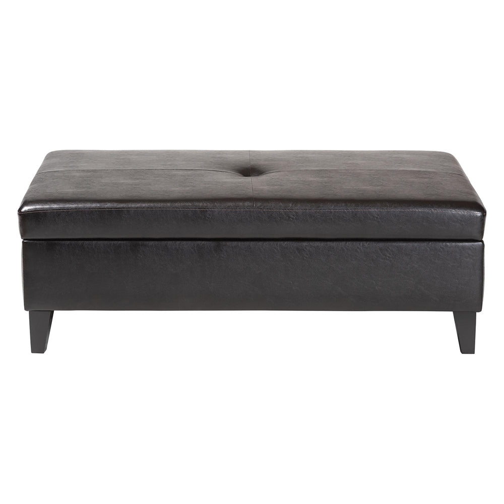 Dark Brown Faux Leather Storage Cocktail Ottoman