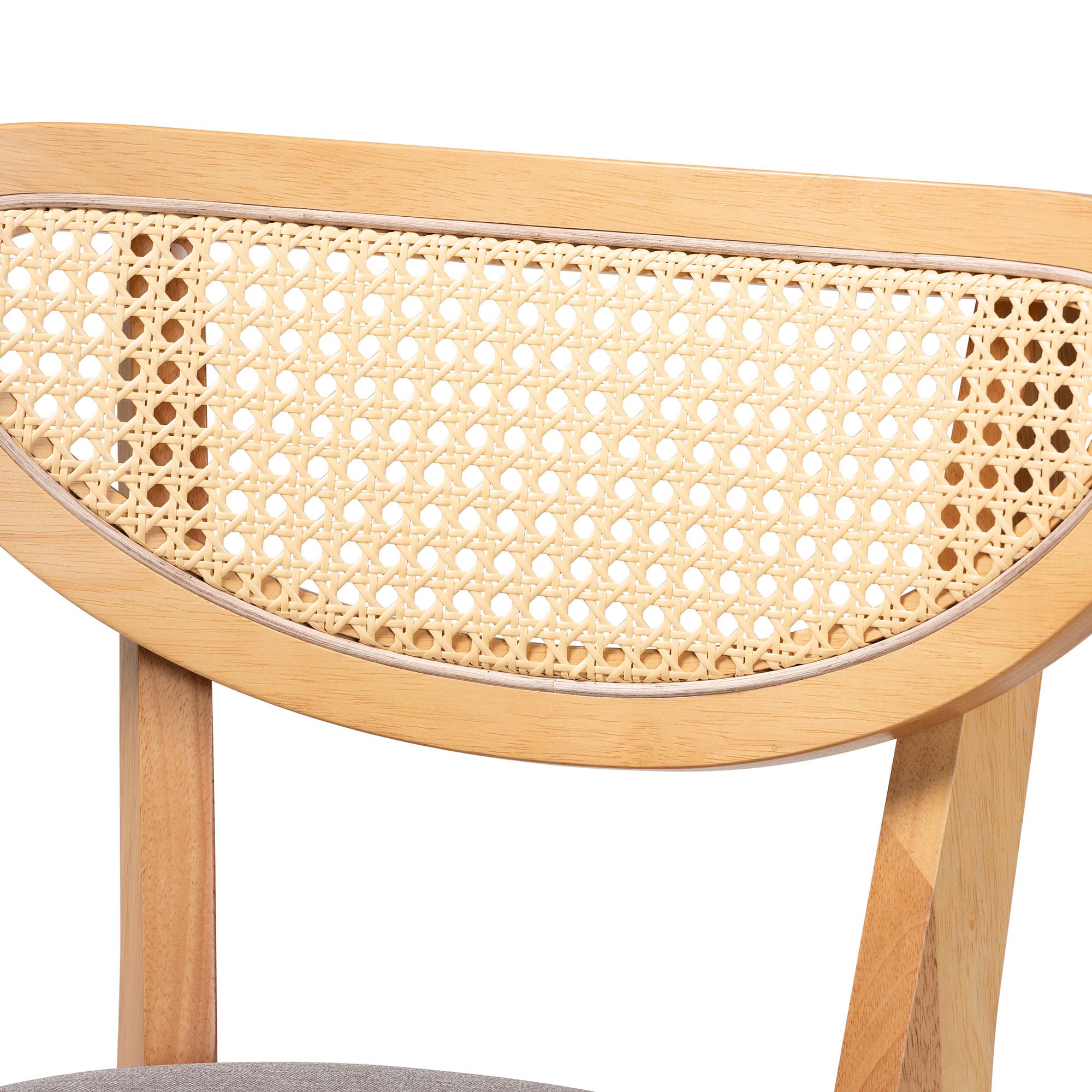 Dannell Mid-Century Modern Grey Fabric and Natural Oak Finished Wood 2-Piece Counter Stool Set