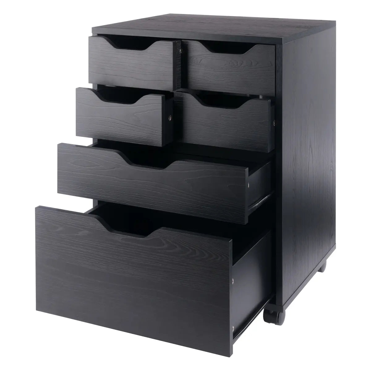 Norfolk 4 Bins, 2 Drawer Mobile Cabinet, Black Finish