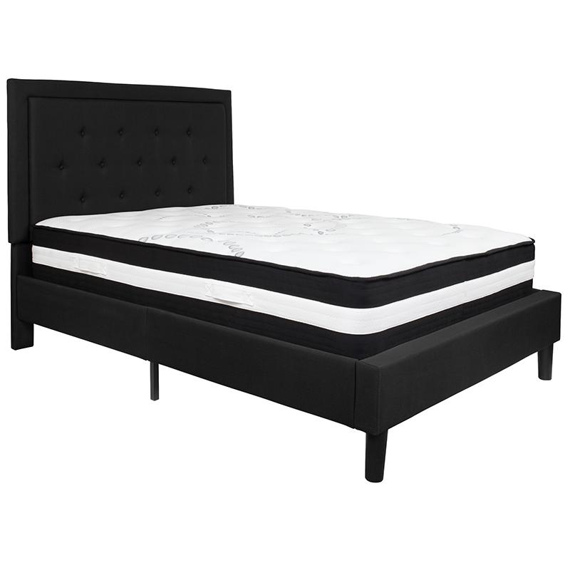 Hesse Burlington Full Beige Fabric Upholstered Bed with Mattress – Tufted Headboard & Pocket Spring Support