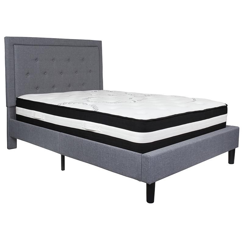 Hesse Burlington Full Beige Fabric Upholstered Bed with Mattress – Tufted Headboard & Pocket Spring Support
